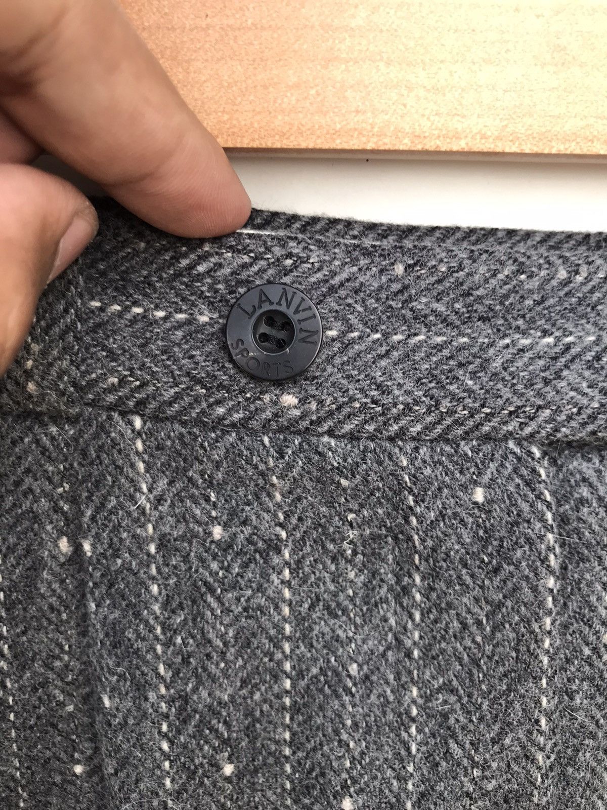 Designer × Lanvin Lanvin Wool-Blend Pinstripe Trousers Herringbone Pattern Size US 27 - 4 Thumbnail
