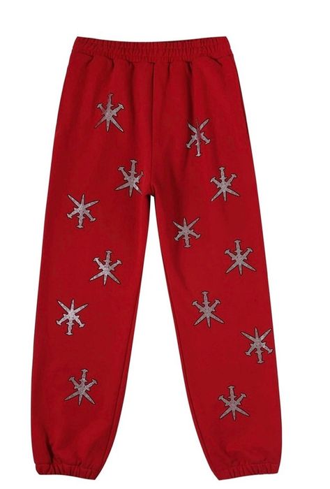 Unknown London Red Dagger Rhinestone Joggers | Grailed