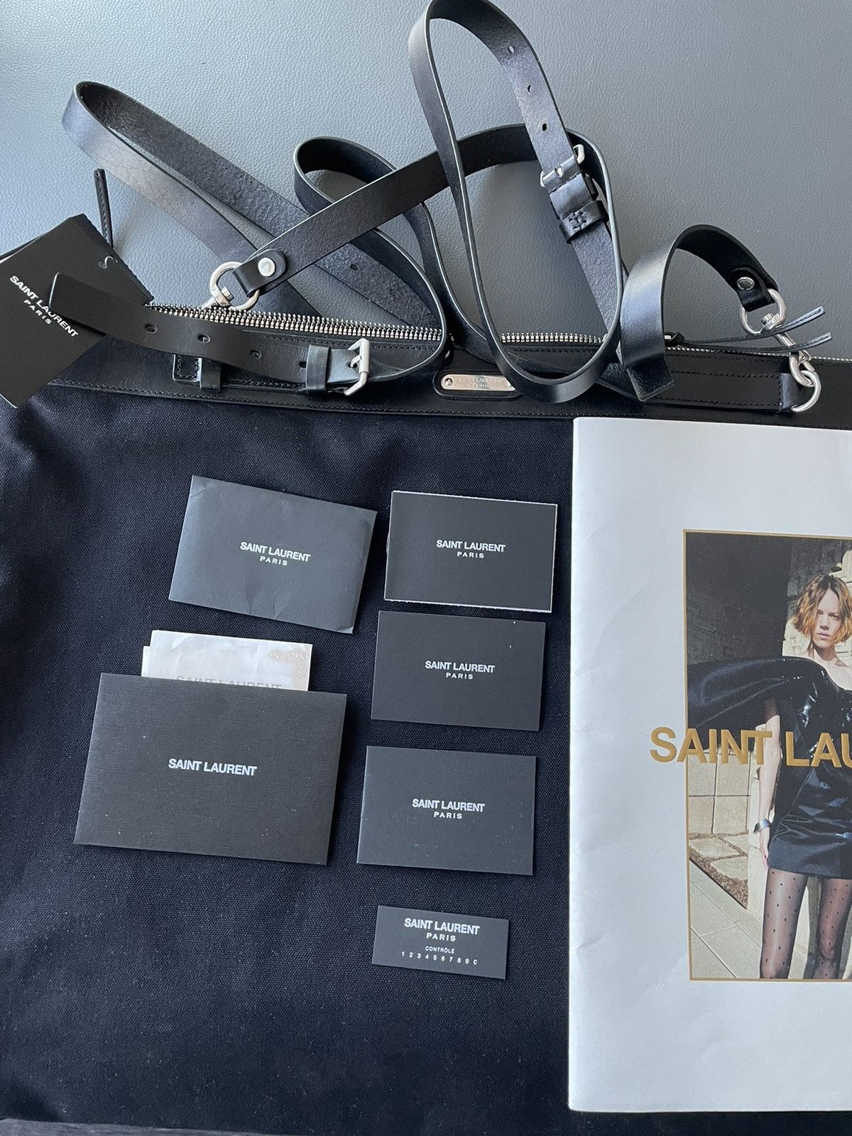 Hedi Slimane × Saint Laurent Paris × Yves Saint Laurent Limited Rare Brand New Runway Canvas Leather Large Tote Bag Size ONE SIZE - 1 Thumbnail
