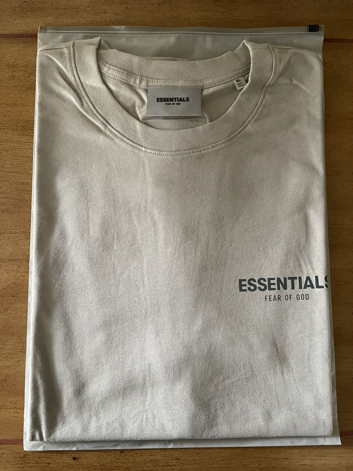 FOG × Fear of God × Pacsun FOG - Essentials Fear Of God Tan Logo-Print Jersey T-Shirt Size US XL / EU 56 / 4 - 1 Thumbnail