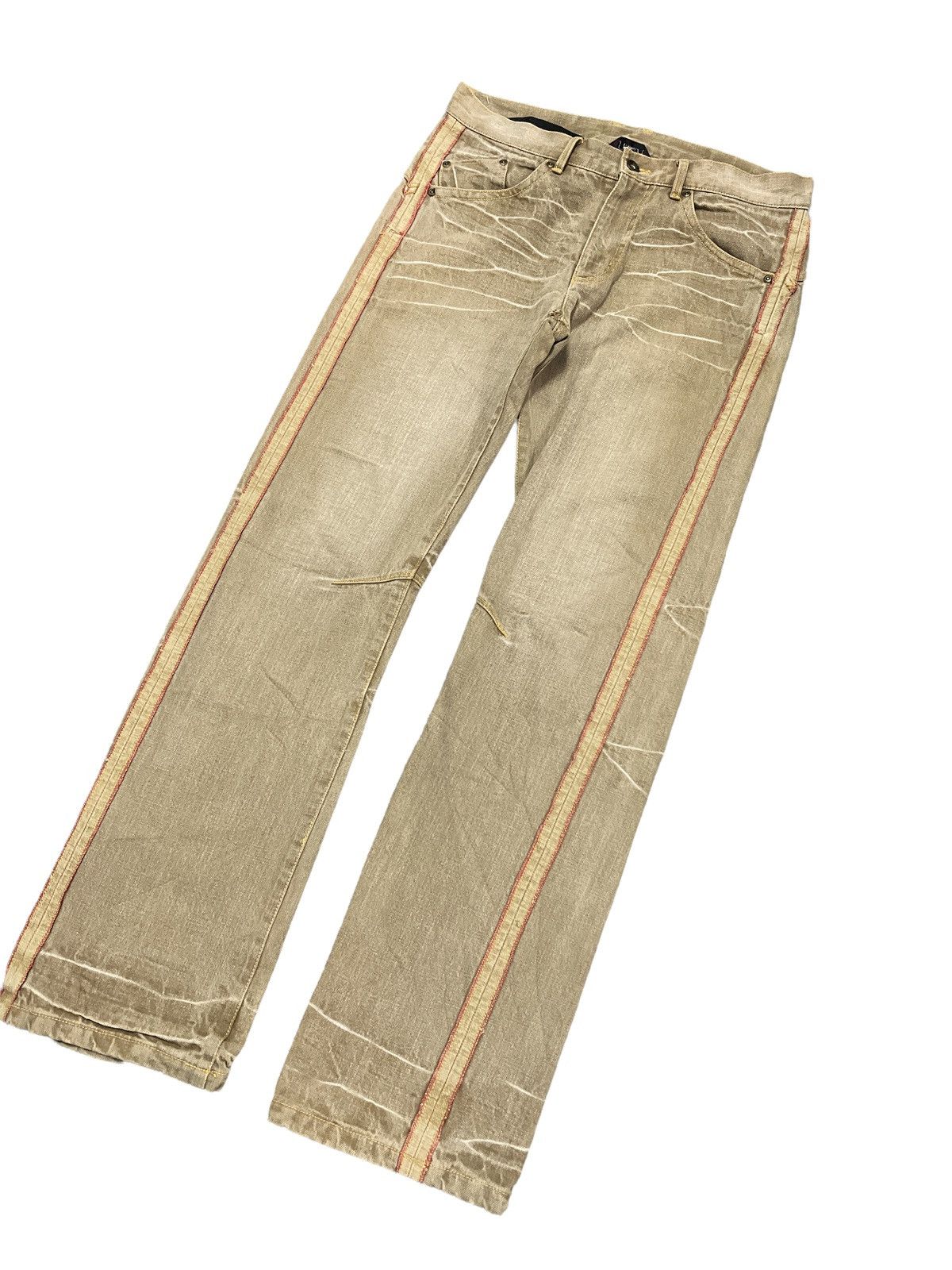 Hysteric Glamour RARE🔥OUTSIDE RED SALVAGE DISTRESSED DENIM PANTS Size US 34 / EU 50 - 4 Thumbnail