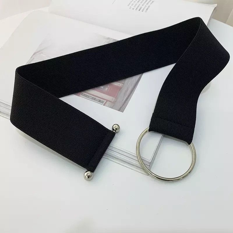 Other Black Simple Waist Elastic Ladies Band Round Buckle Belt Size ONE SIZE - 1 Thumbnail