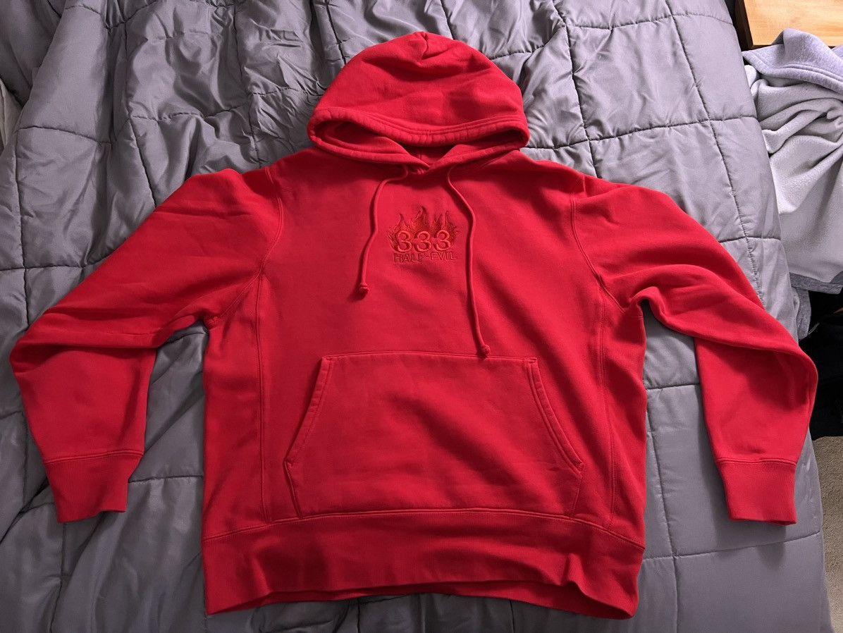 Red Half Evil Flame Logo Hoodie
