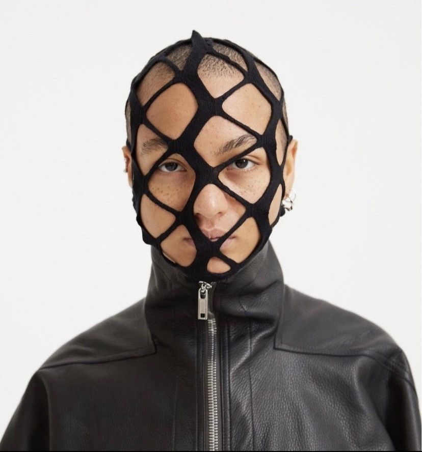 Rick Owens SS21 PHLEGETON BALACLAVA CUTOUT FACE NETMASK OYSTER CASHMERE Size ONE SIZE - 13 Thumbnail