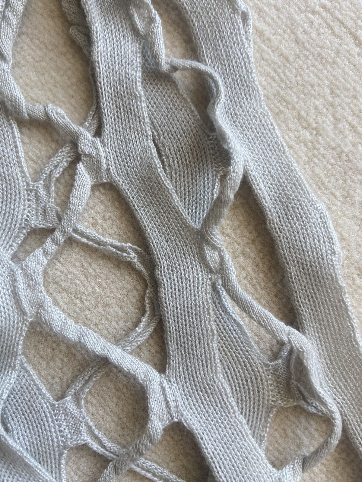 Rick Owens SS21 PHLEGETON BALACLAVA CUTOUT FACE NETMASK OYSTER CASHMERE Size ONE SIZE - 8 Thumbnail