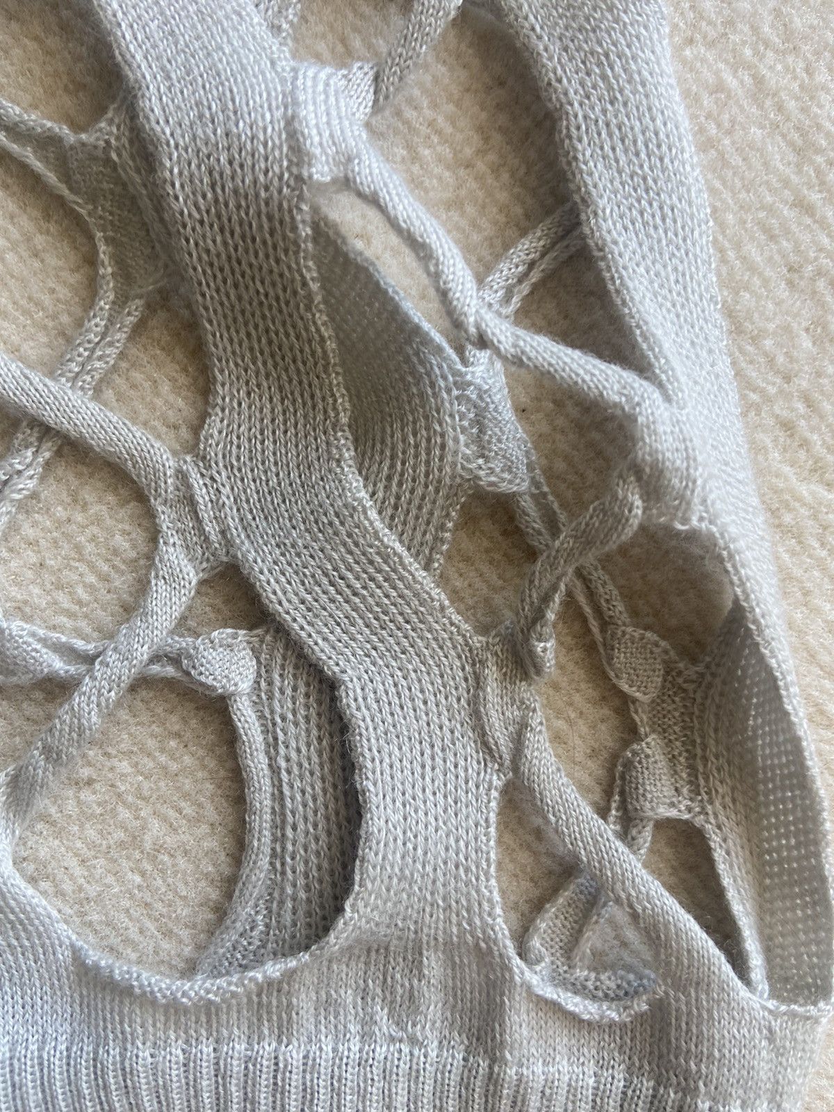Rick Owens SS21 PHLEGETON BALACLAVA CUTOUT FACE NETMASK OYSTER CASHMERE Size ONE SIZE - 9 Thumbnail