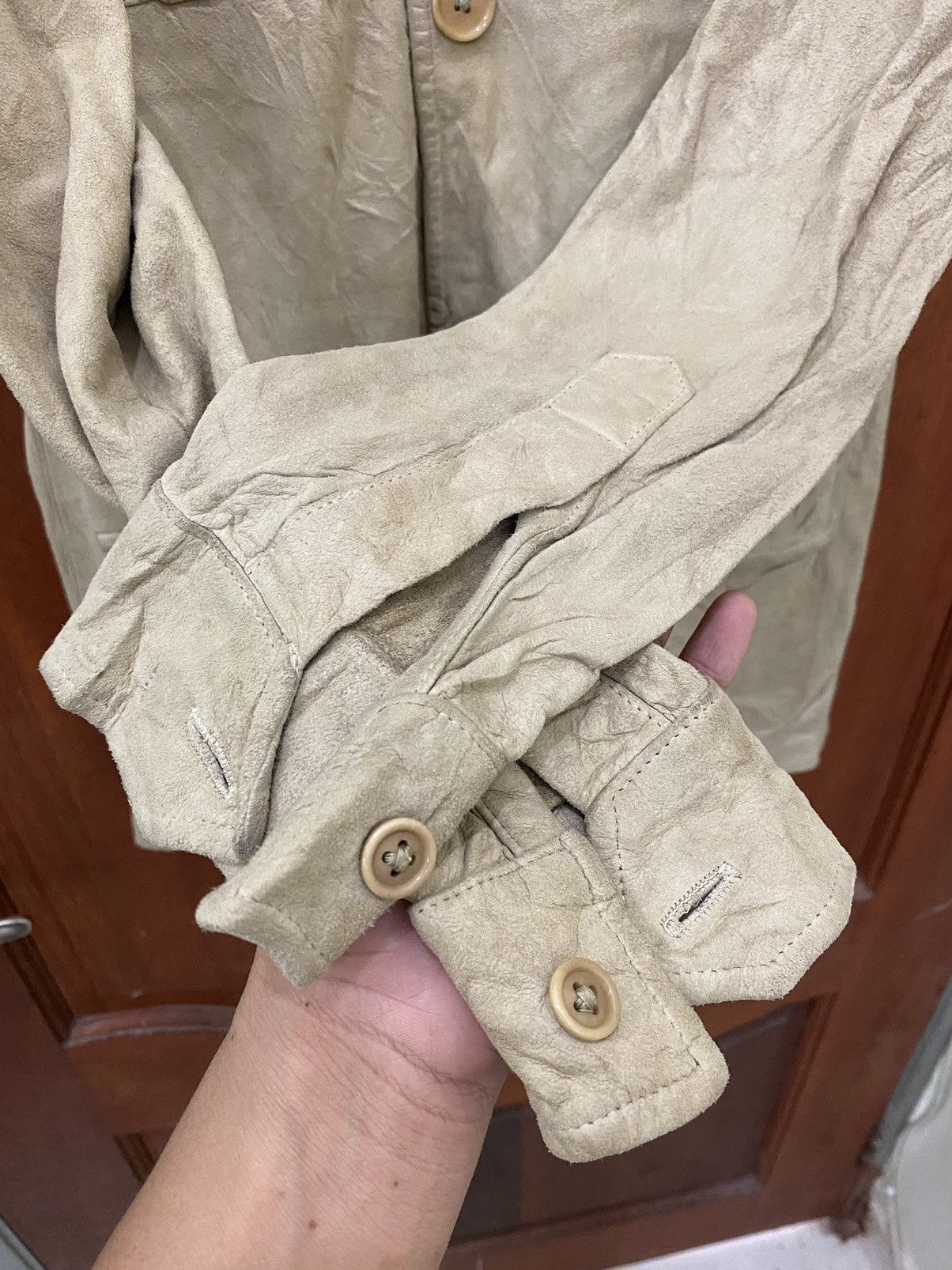 Ralph Lauren × Vintage Vintage Ralph Lauren Purple Label Suede Leather Shirts Size M / US 6-8 / IT 42-44 - 6 Thumbnail