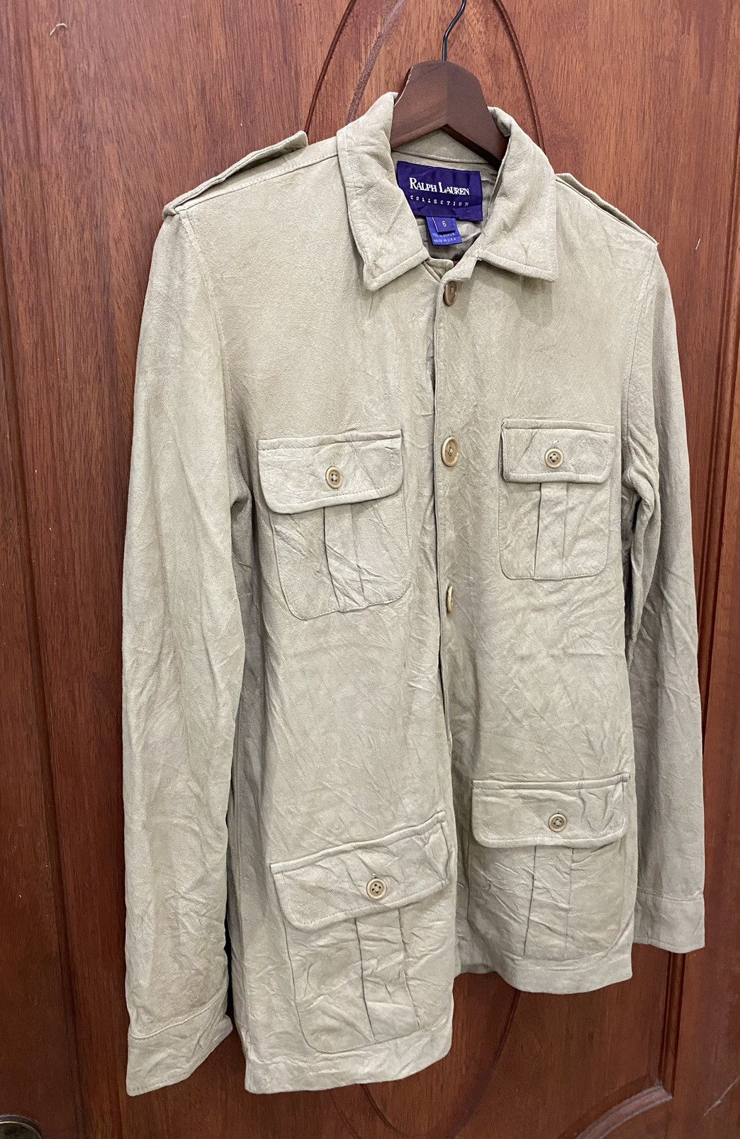 Ralph Lauren × Vintage Vintage Ralph Lauren Purple Label Suede Leather Shirts Size M / US 6-8 / IT 42-44 - 2 Thumbnail