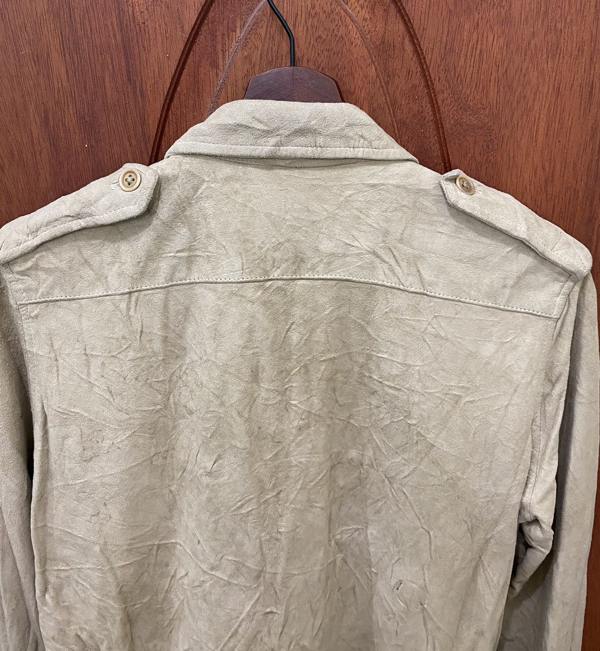 Ralph Lauren × Vintage Vintage Ralph Lauren Purple Label Suede Leather Shirts Size M / US 6-8 / IT 42-44 - 5 Thumbnail