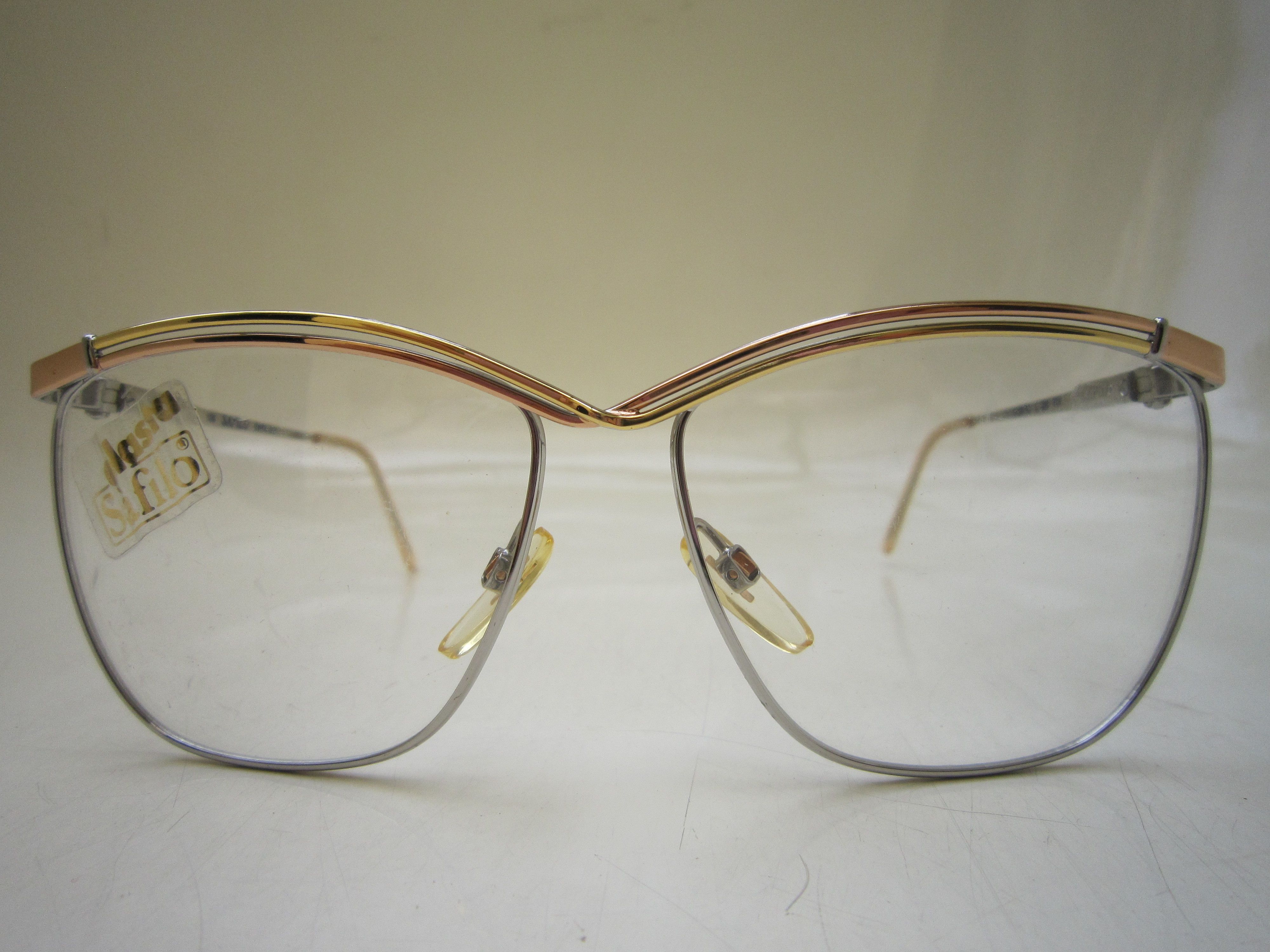 Vintage Safilo Elasta L529 Silver Gold Eyeglasses Italy