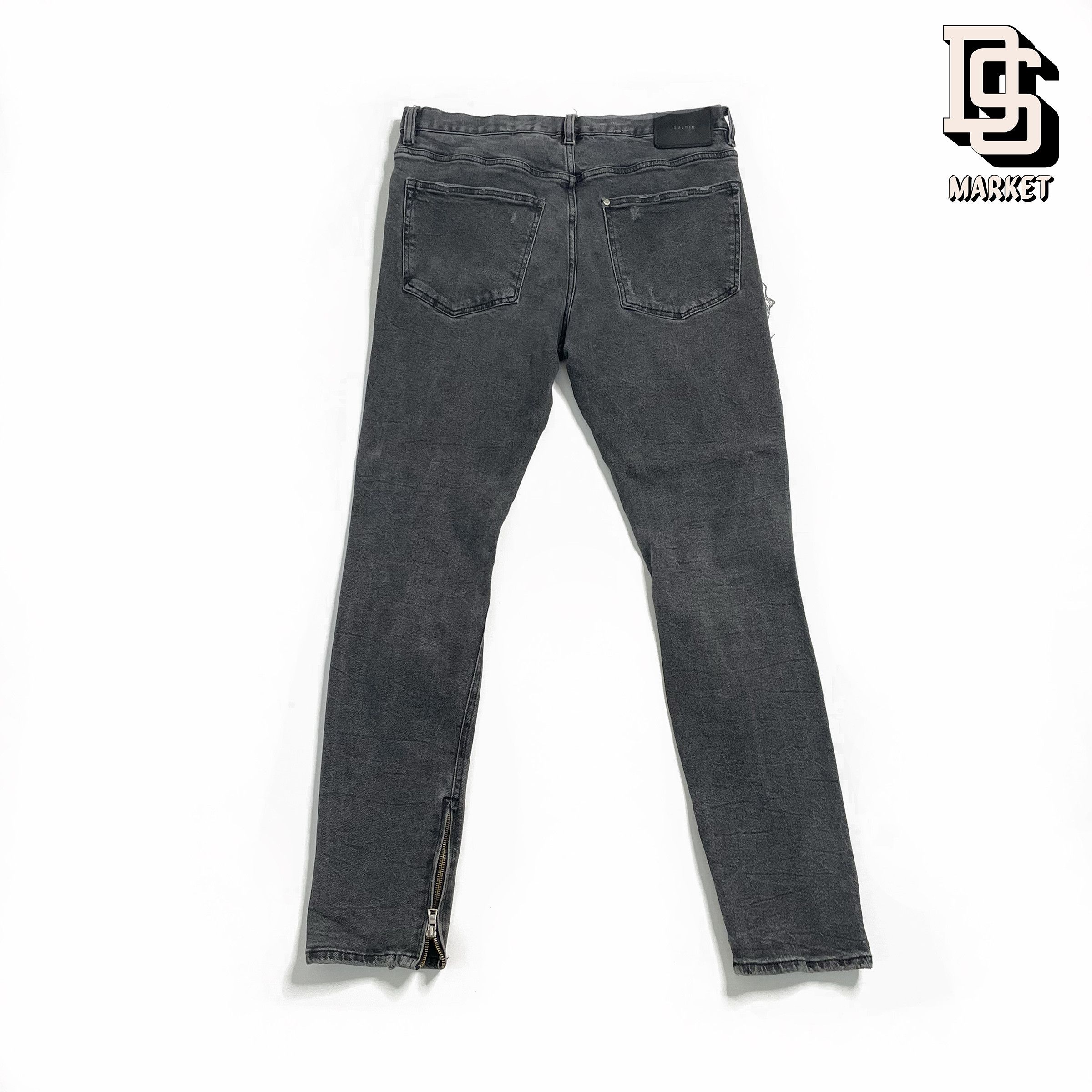 H&M H&M DIVIDED DISTRESSED ZIPPER JEANS DENIM 34 BLACK Size US 34 / EU 50 - 4 Thumbnail