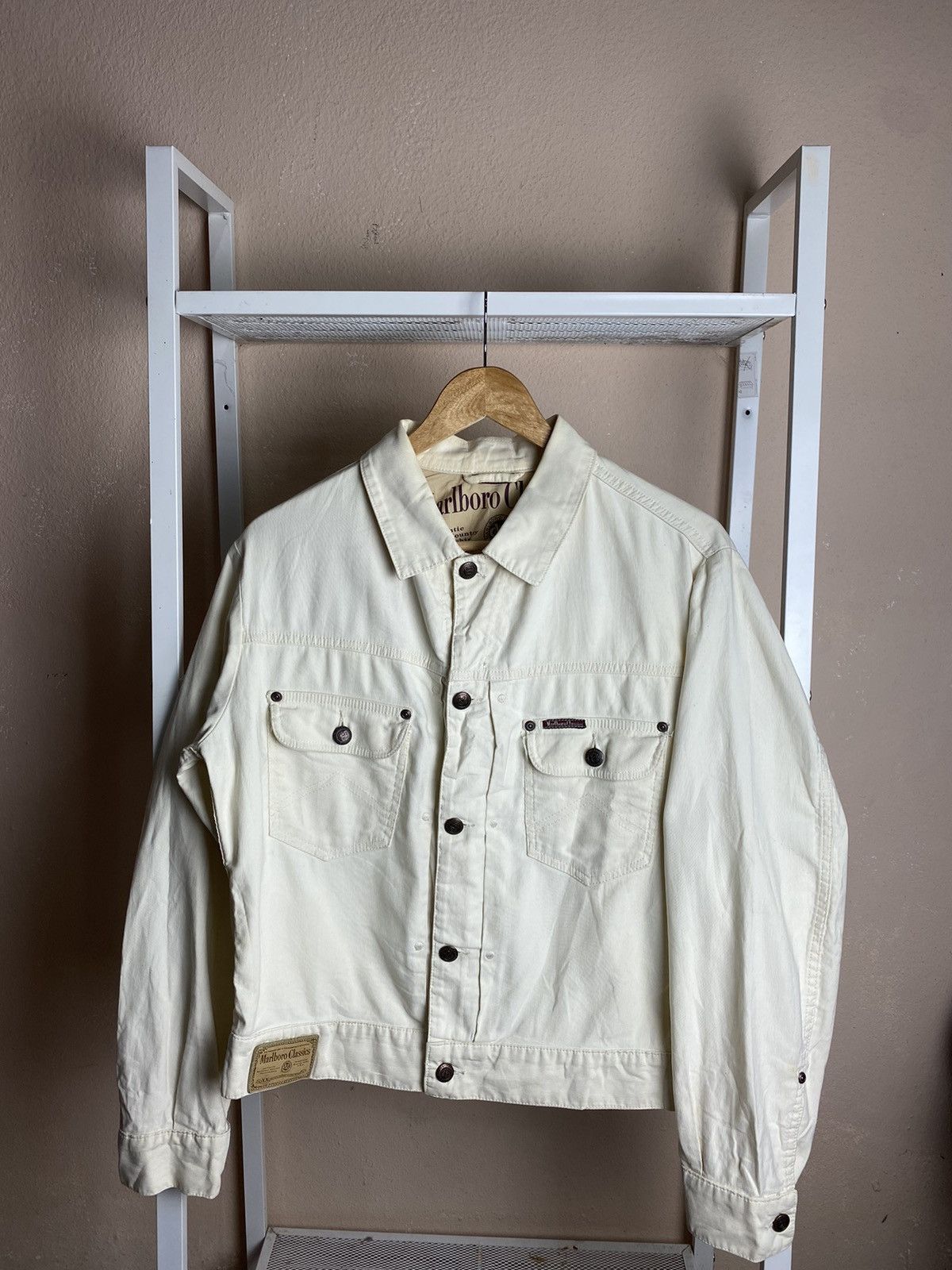 Marlboro Classics Malboro Classics Trucker Cream Jacket Made in Italy Size S / US 4 / IT 40 - 1 Thumbnail
