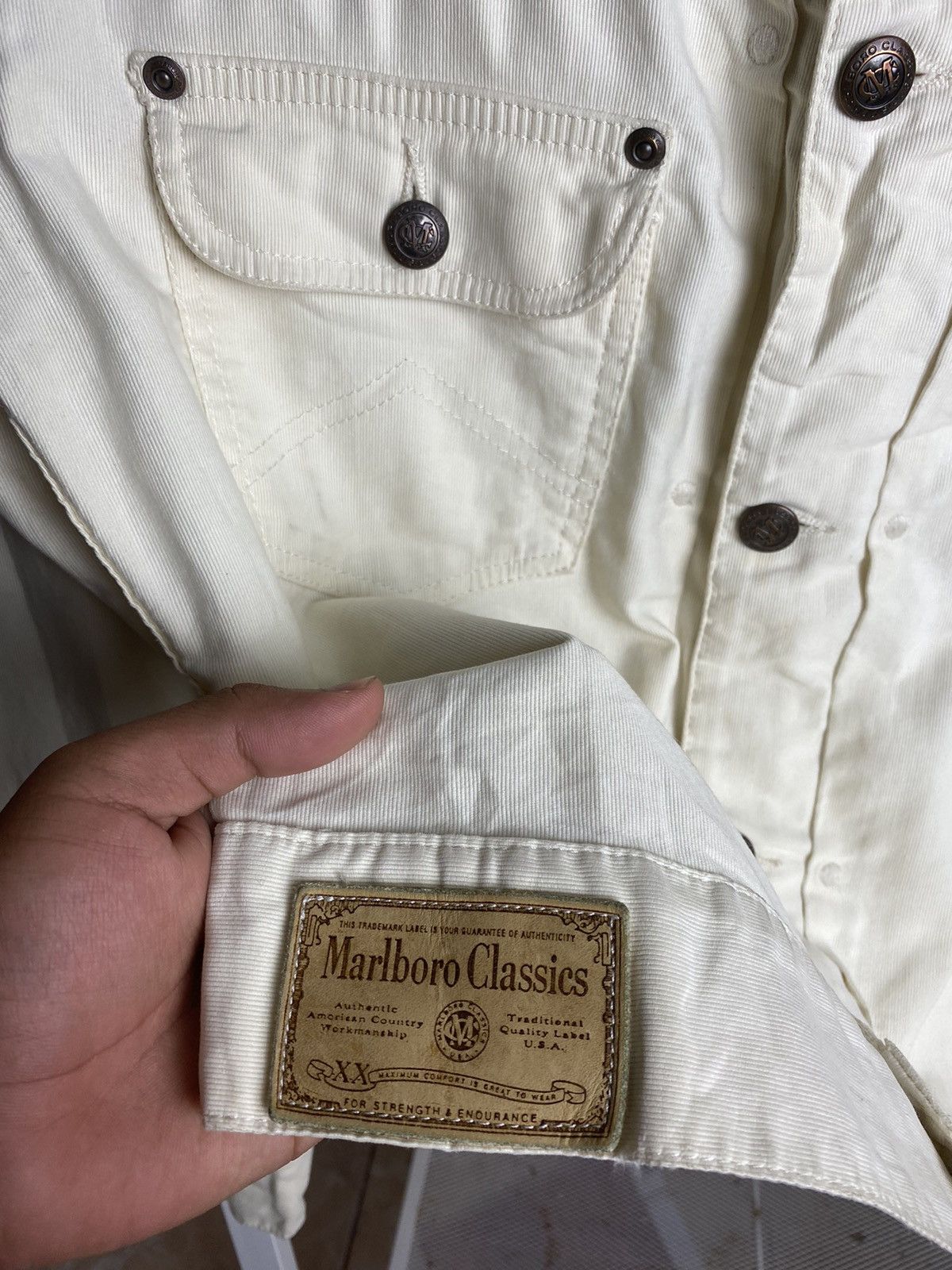 Marlboro Classics Malboro Classics Trucker Cream Jacket Made in Italy Size S / US 4 / IT 40 - 6 Thumbnail