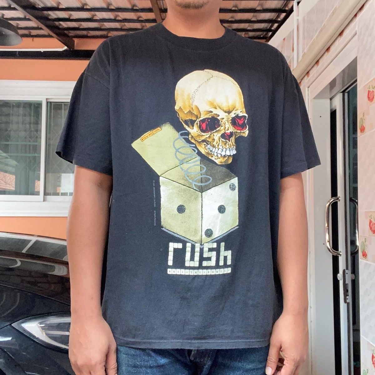 Image of Band Tees x Tour Tee Vintage 1991 Rush - Roll The Bones, Pushead in Black, Men's (Size XL)