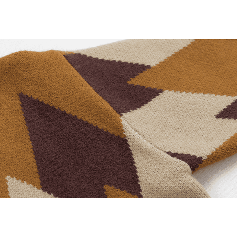 Japanese Brand Brown and Beige rhombus patterned loose cardigan Size US L / EU 52-54 / 3 - 9 Thumbnail