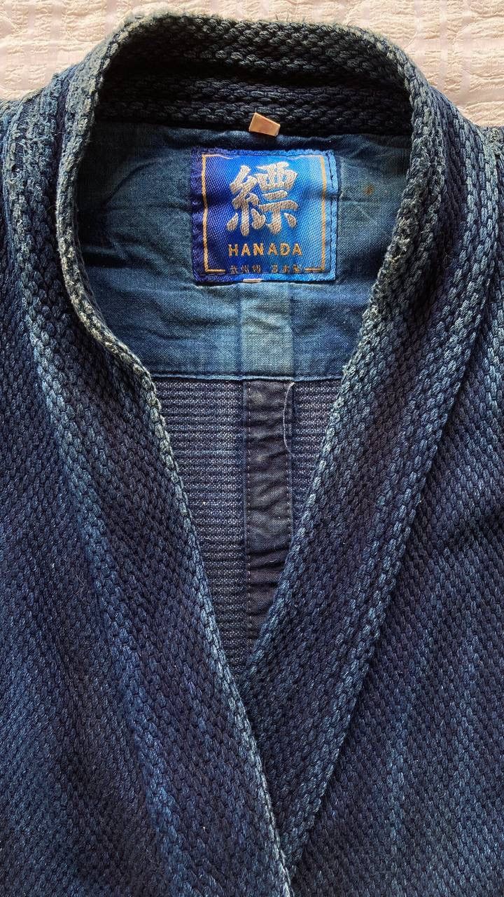 Indigo Vintage 60s Kendo Kimono Boro Wild Character Design Size US L / EU 52-54 / 3 - 4 Thumbnail