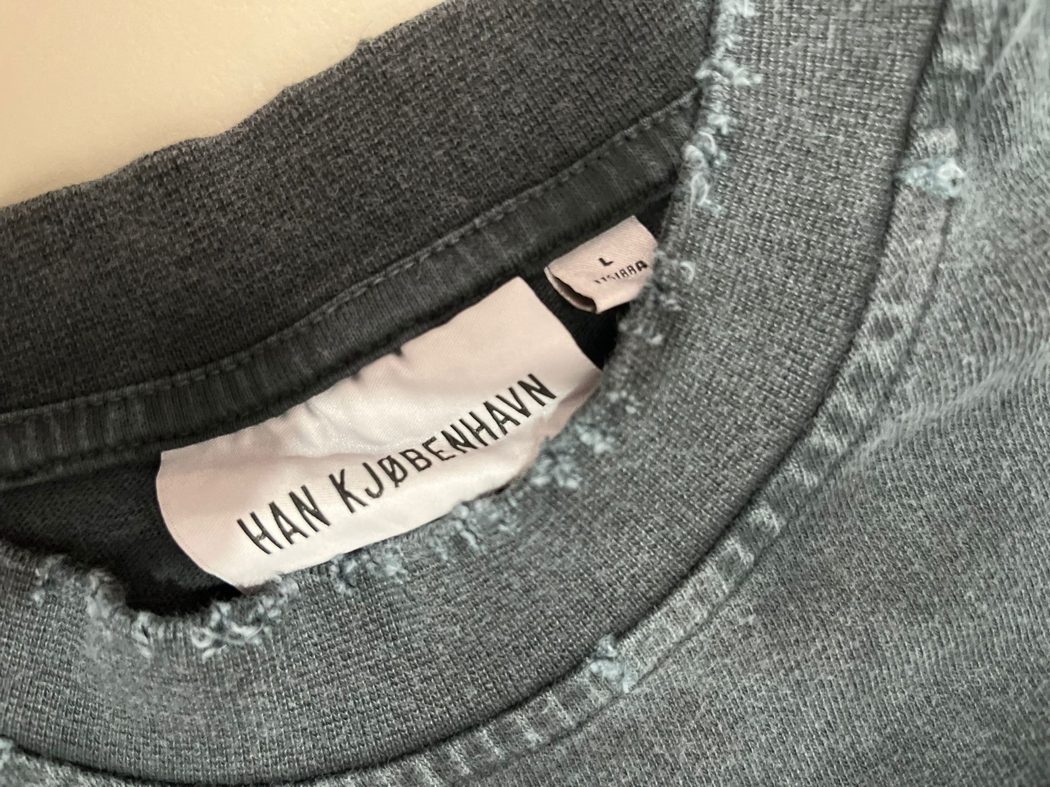 Han Kjobenhavn Distressed Logo Grey T-Shirt Size US L / EU 52-54 / 3 - 4 Thumbnail