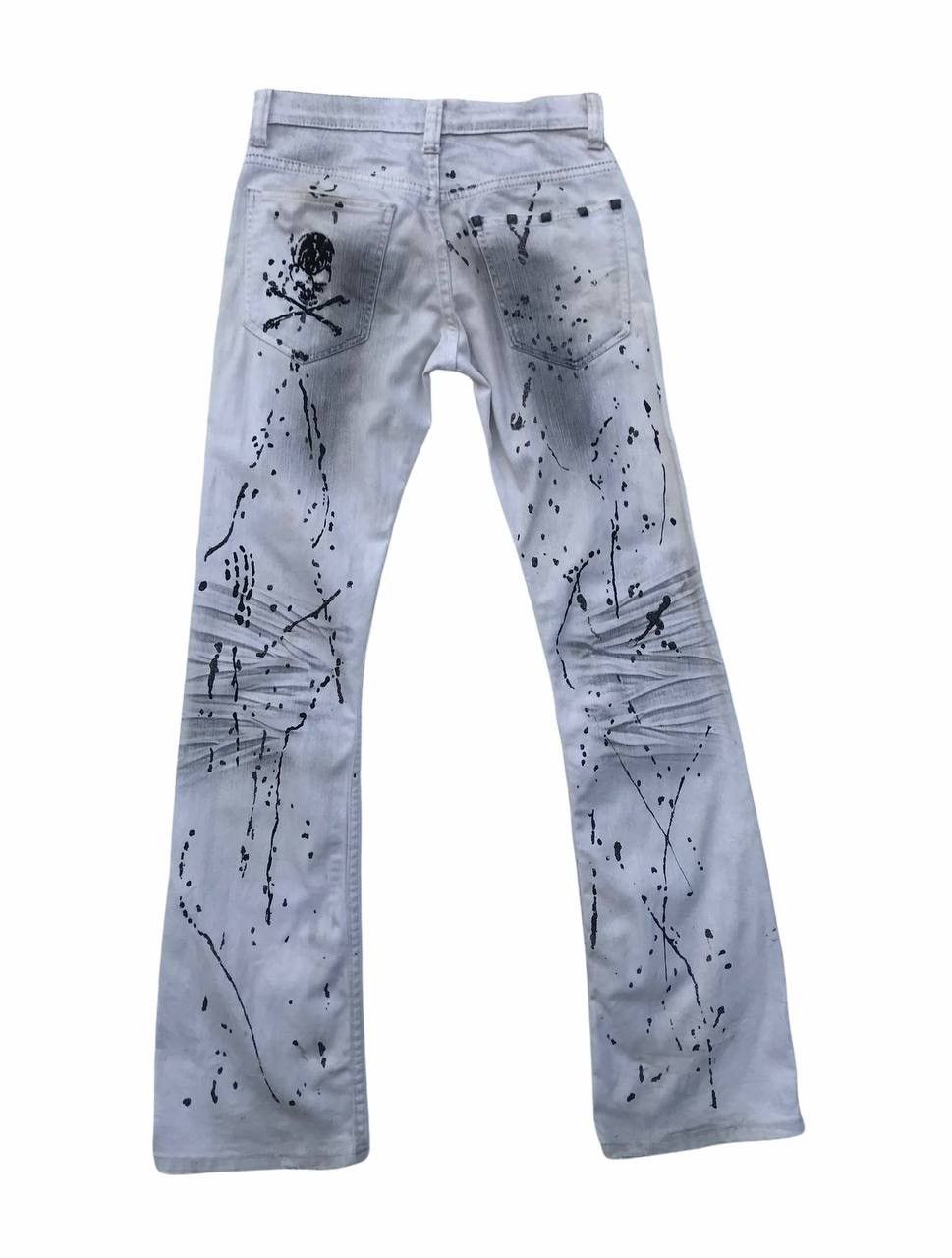 Japanese Brand Rare Skull Flared Paint Splash Fashion Pants Size 28" / US 6 / IT 42 - 2 Thumbnail