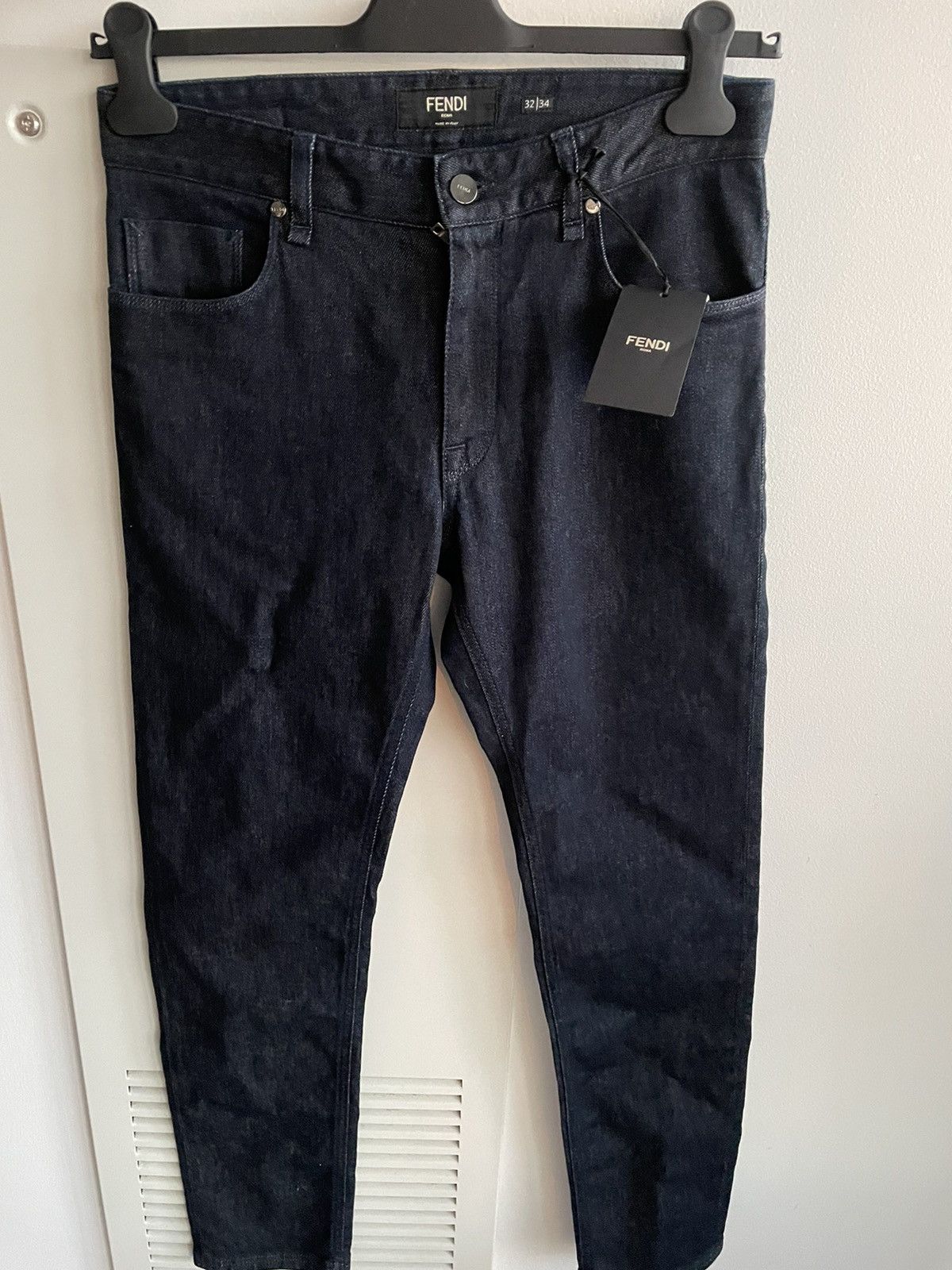 Fendi Rare Super Runway FF Logo Brand New Skinny Denim Jeans Size US 31 - 24 Thumbnail