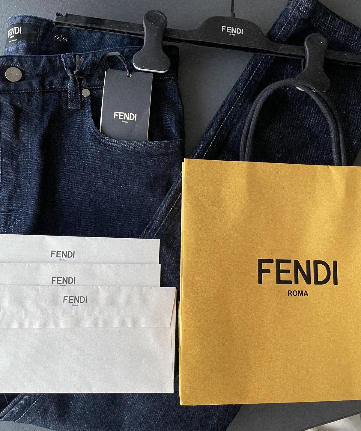 Fendi Rare Super Runway FF Logo Brand New Skinny Denim Jeans Size US 31 - 3 Thumbnail