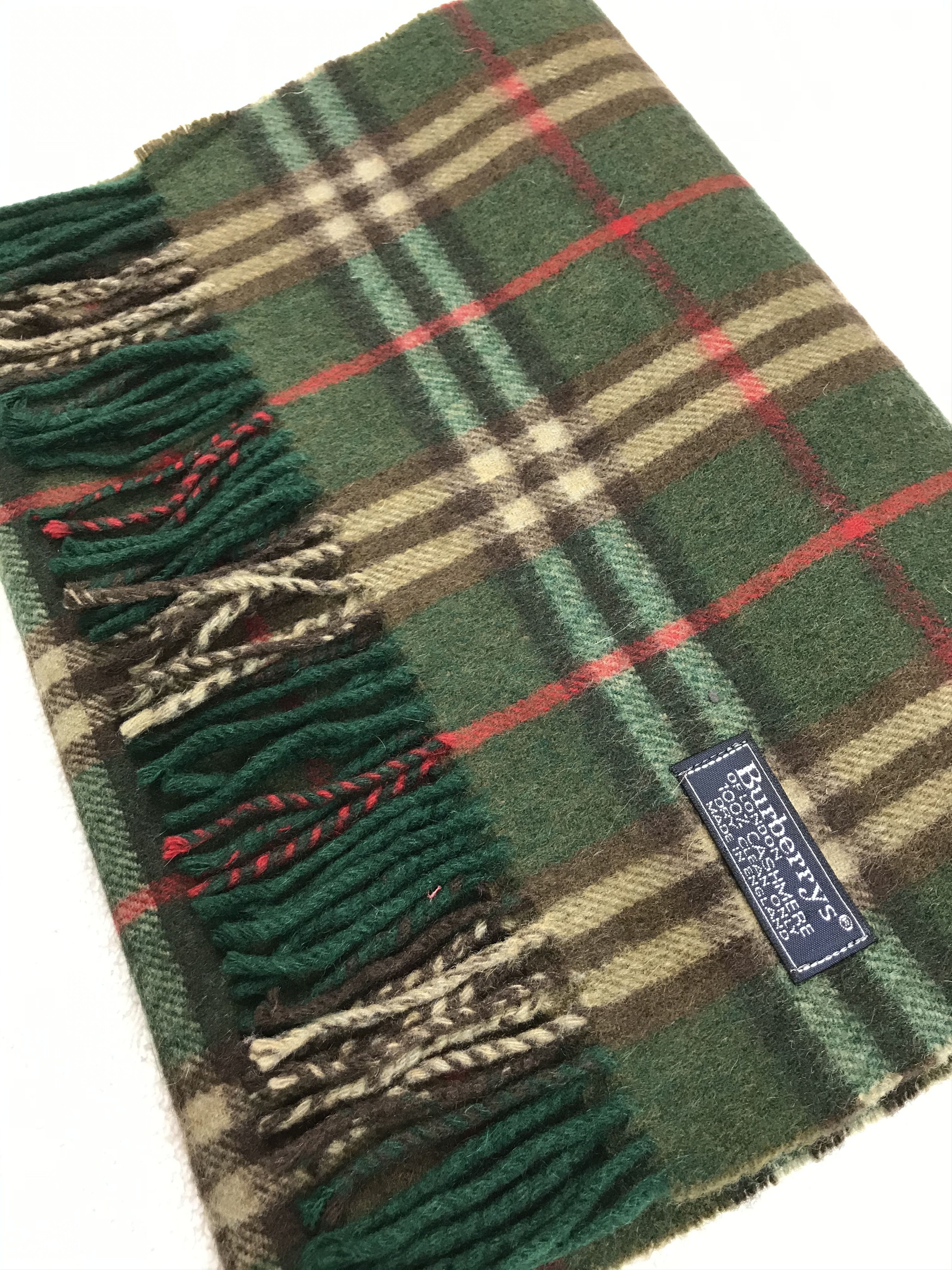 Vintage Burberry Scarf Muffler Monogram Wool Cashmere