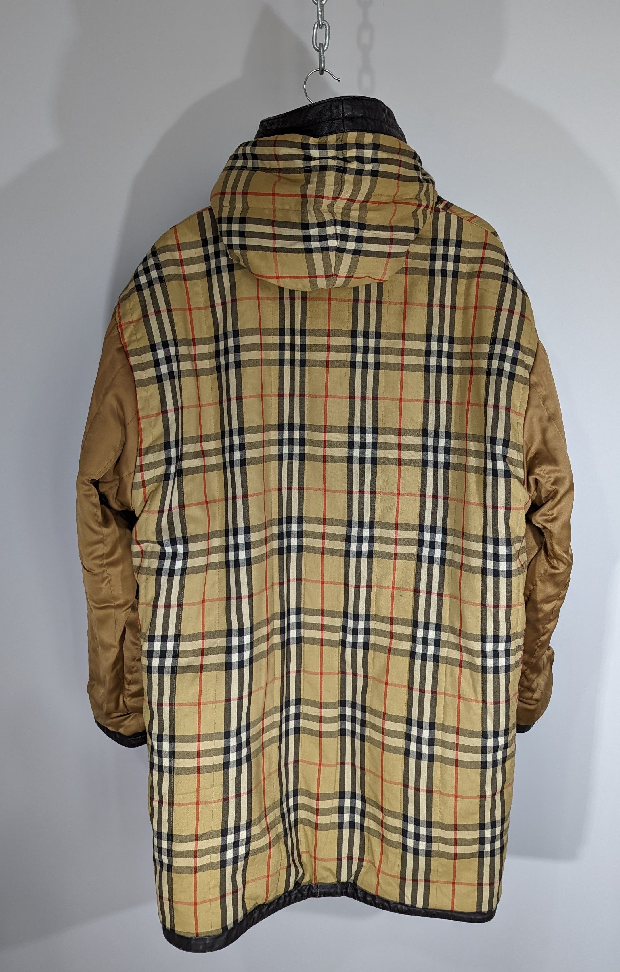 Burberry Vintage BURBERRY Duffle Coat Leather Jacket Nova Check Lined Size US M / EU 48-50 / 2 - 16 Thumbnail