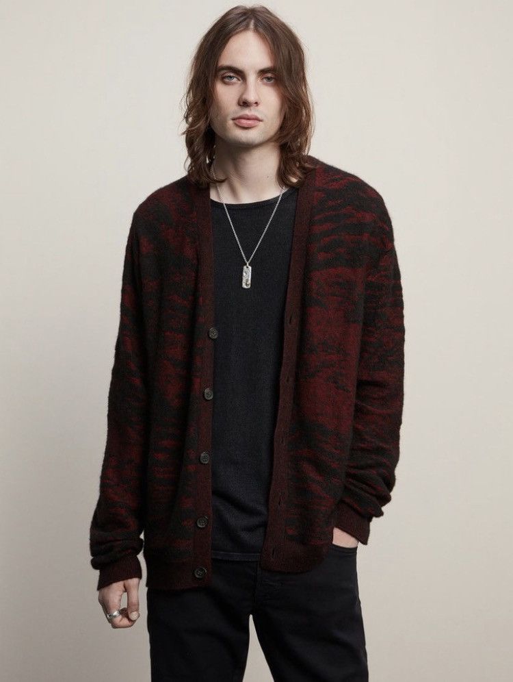 John Varvatos Distressed zebra jacquard cardigan. Large Size US L / EU 52-54 / 3 - 1 Thumbnail