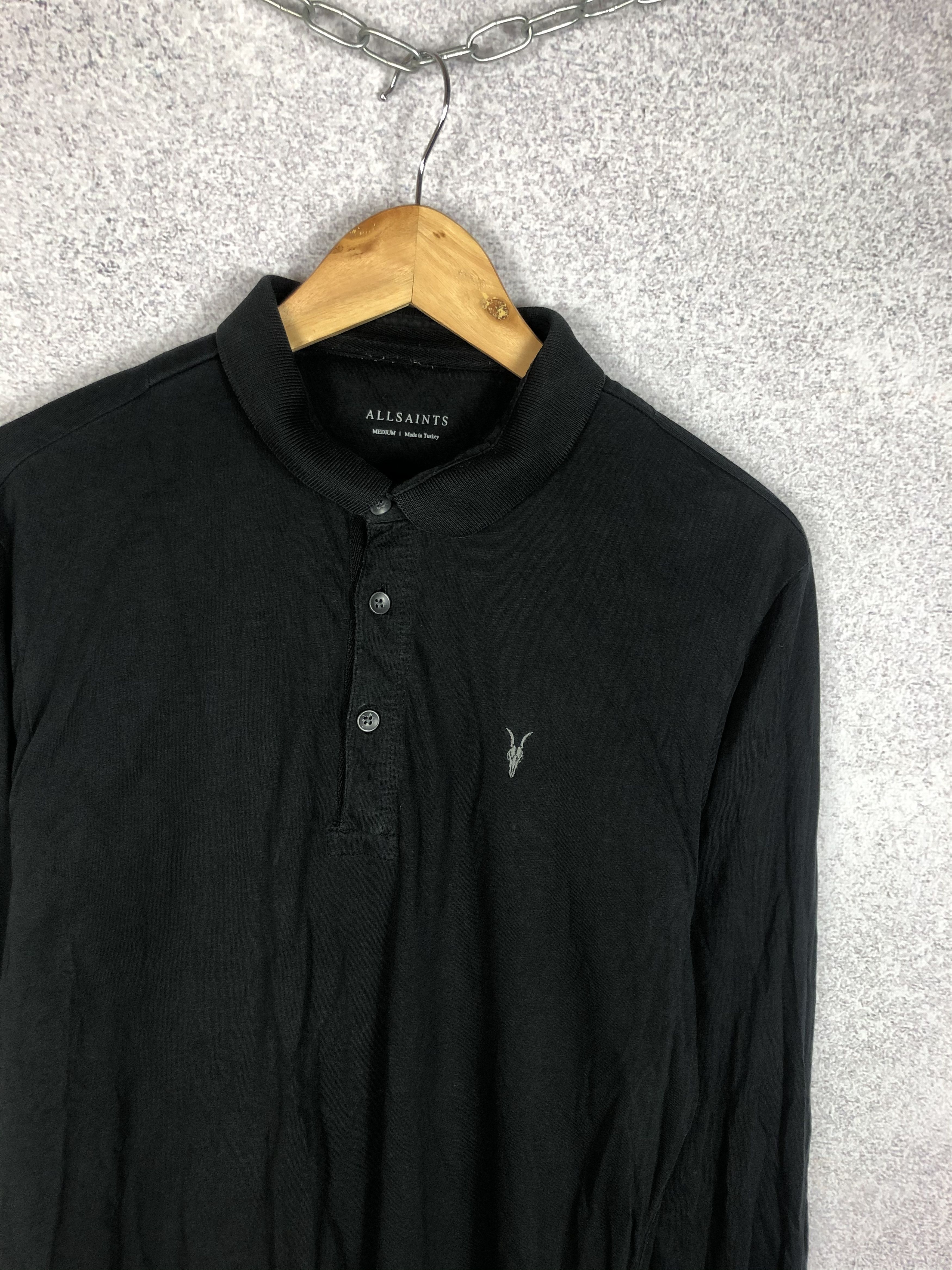Allsaints Allsaints Black Long Sleeve Polo shirt Size US M / EU 48-50 / 2 - 2 Thumbnail