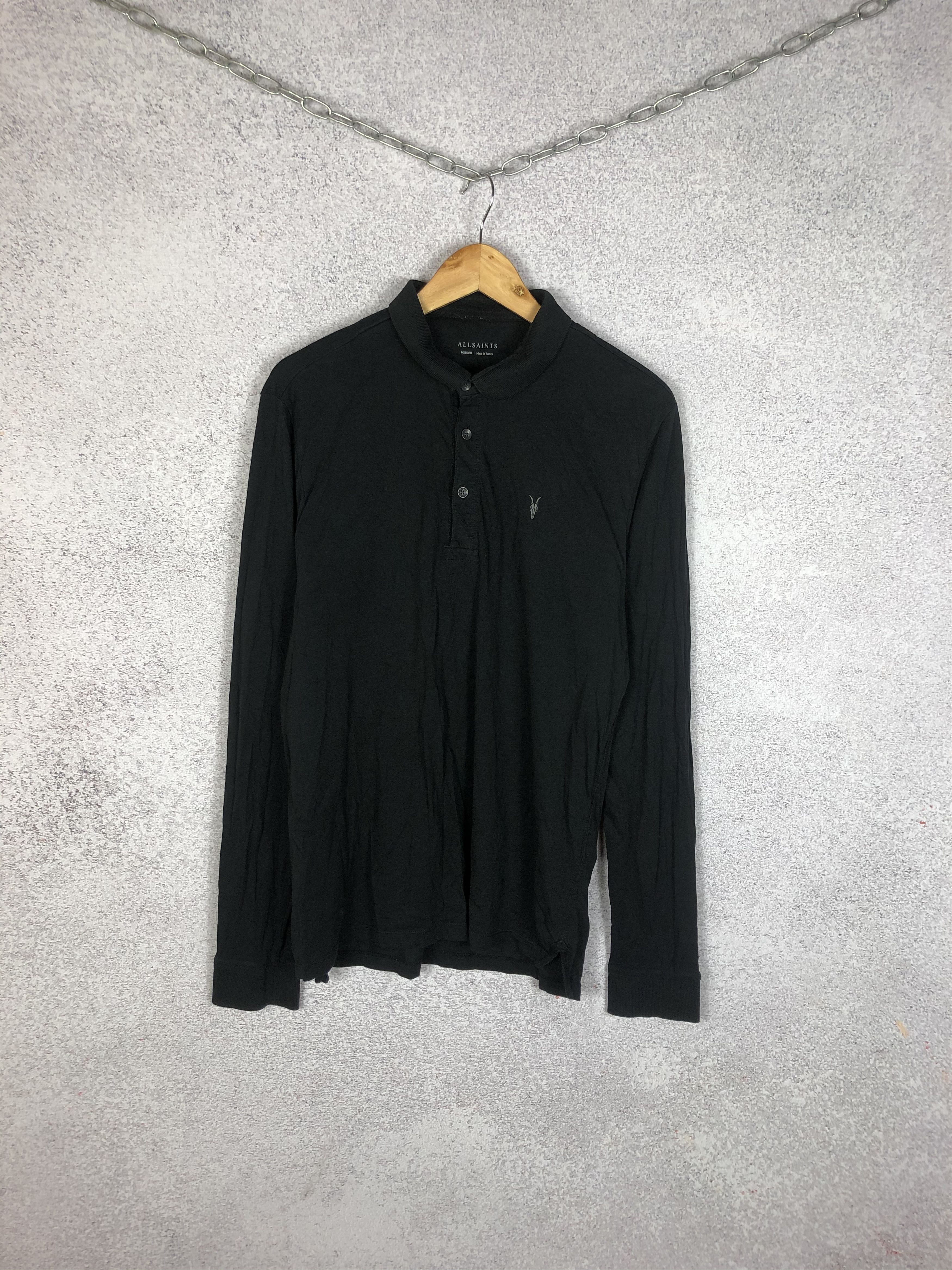 Allsaints Allsaints Black Long Sleeve Polo shirt Size US M / EU 48-50 / 2 - 1 Thumbnail