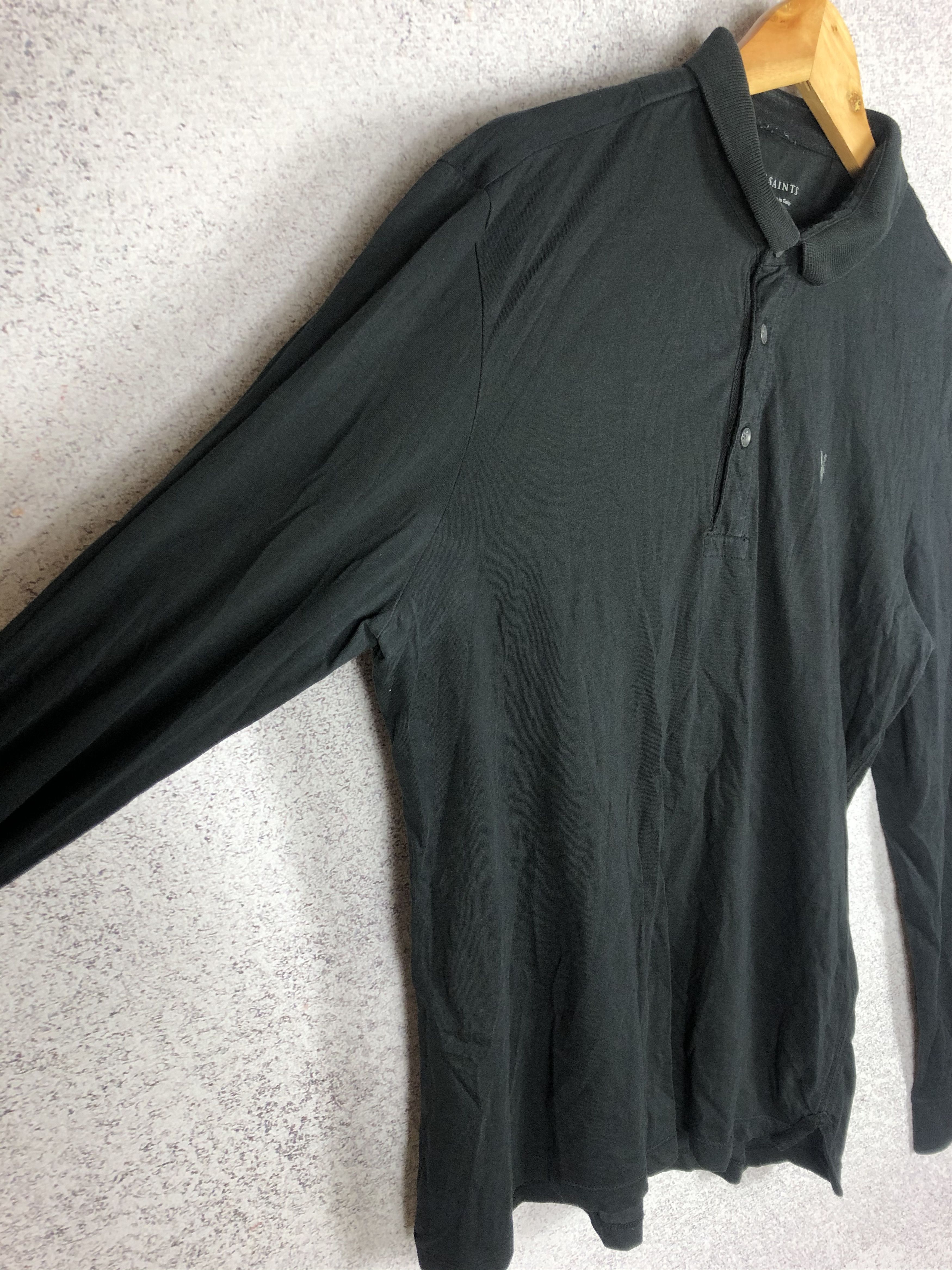 Allsaints Allsaints Black Long Sleeve Polo shirt Size US M / EU 48-50 / 2 - 3 Thumbnail