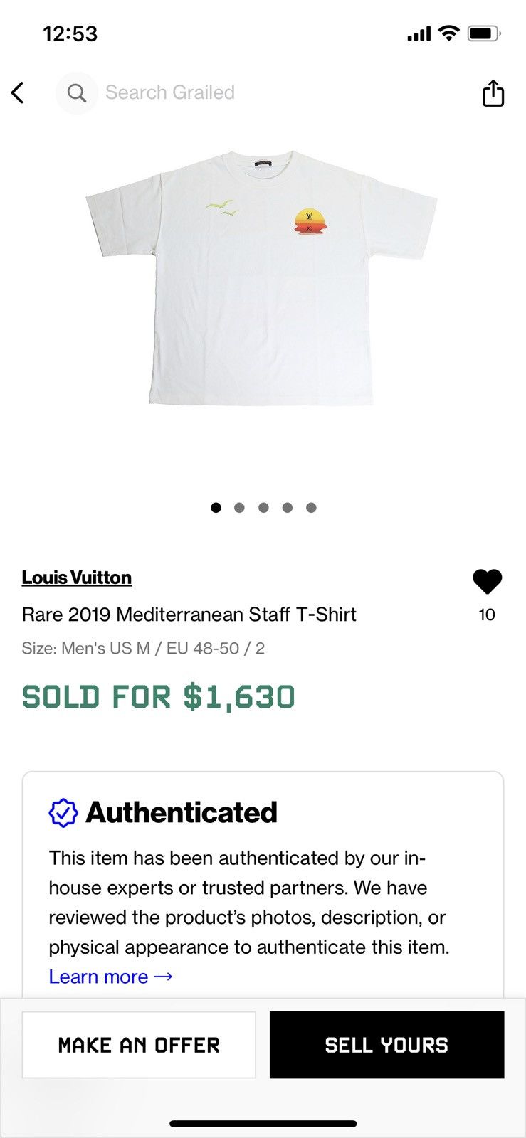 Louis Vuitton Louis Vuitton Rare 2019 Mediterranean Staff T-Shirt Size US M / EU 48-50 / 2 - 17 Thumbnail