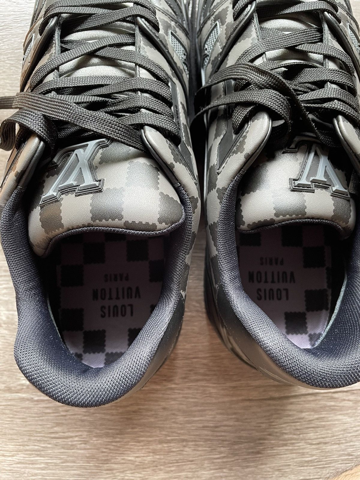 Louis Vuitton × Nigo Louis Vuitton Nigo Black & Grey Damier Trainer Sneaker Size US 11.5 / EU 44-45 - 12 Thumbnail