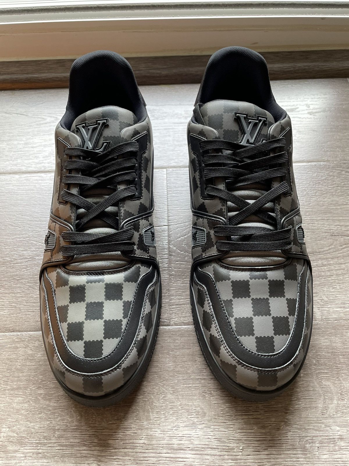 Louis Vuitton × Nigo Louis Vuitton Nigo Black & Grey Damier Trainer Sneaker Size US 11.5 / EU 44-45 - 2 Thumbnail