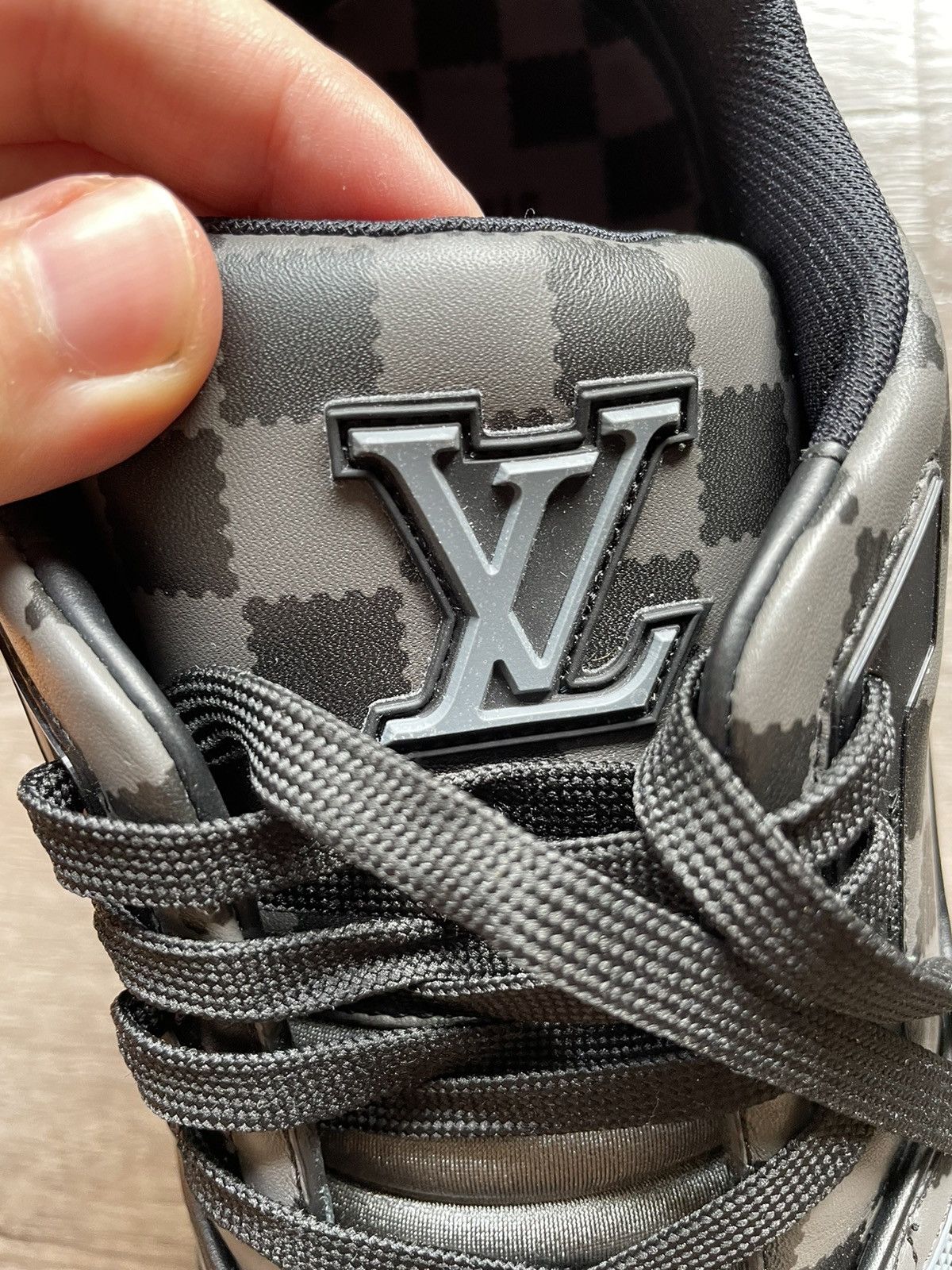 Louis Vuitton × Nigo Louis Vuitton Nigo Black & Grey Damier Trainer Sneaker Size US 11.5 / EU 44-45 - 10 Thumbnail