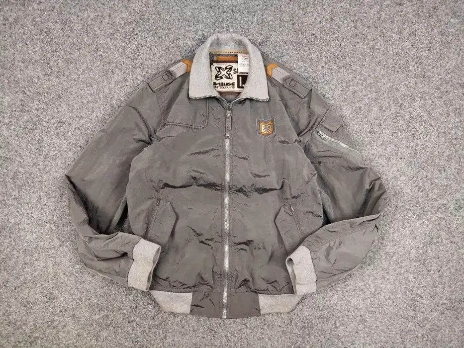 Energie Vintage 90's Sixty Energie Nylon Gray Light Bomber Jacket Size US L / EU 52-54 / 3 - 5 Thumbnail