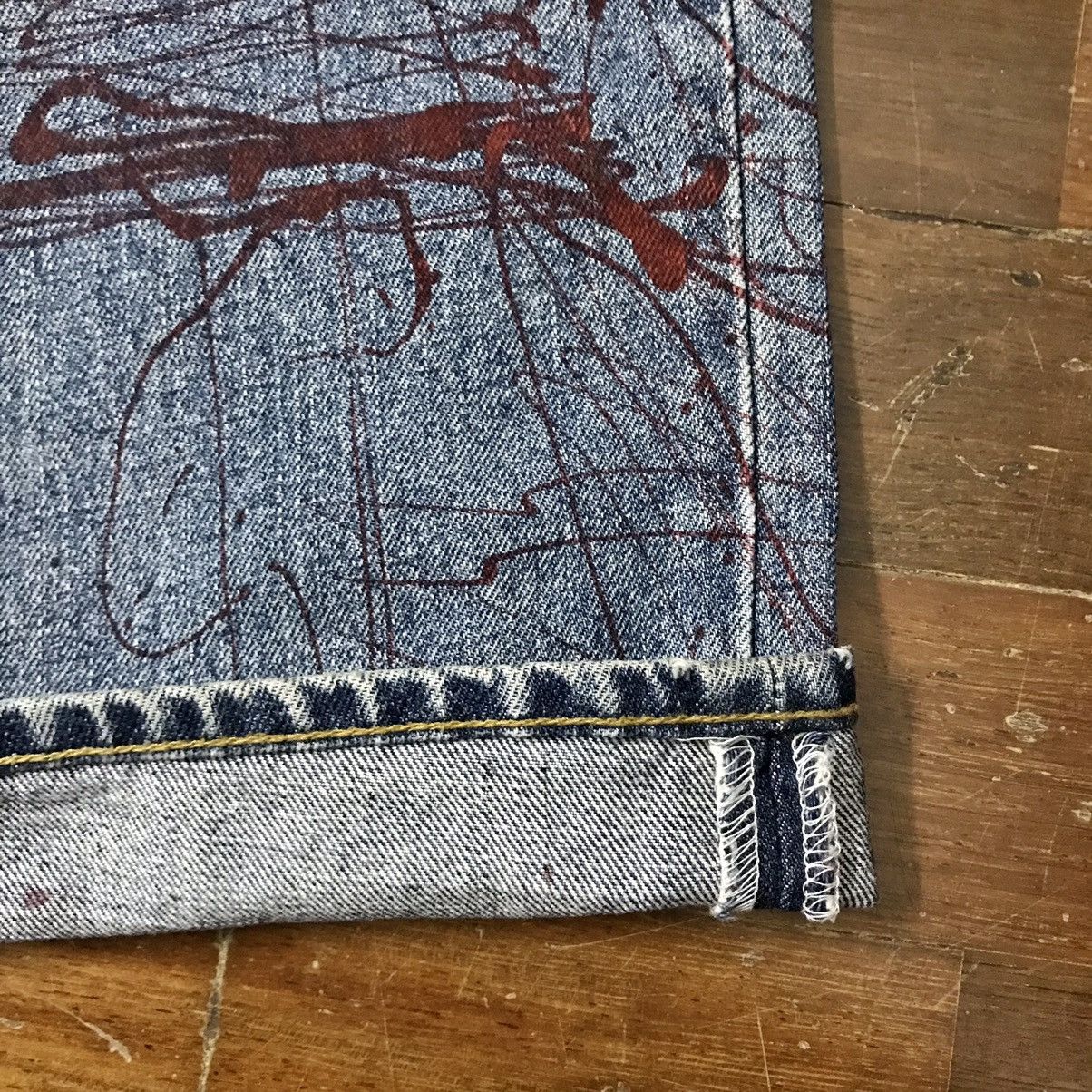 Japanese Brand × Uniqlo 🔥RARE🔥 DENIM JEAN SELVEDGE PAINT SPLATTER PANTS BY UNIQLO Size US 30 / EU 46 - 4 Thumbnail