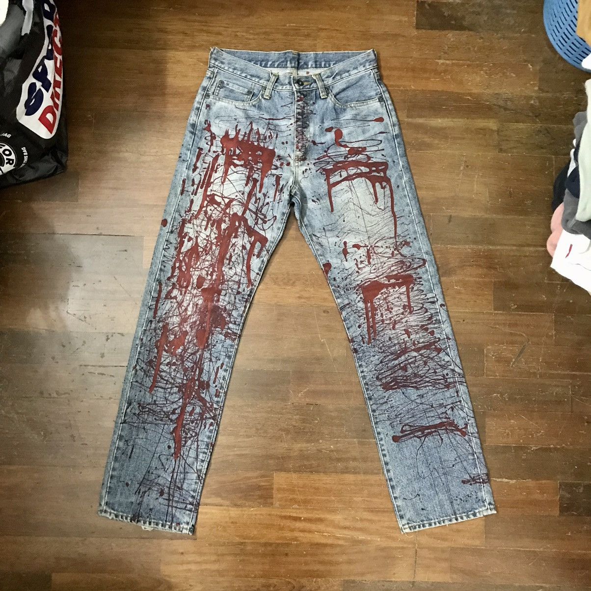 Japanese Brand × Uniqlo 🔥RARE🔥 DENIM JEAN SELVEDGE PAINT SPLATTER PANTS BY UNIQLO Size US 30 / EU 46 - 5 Thumbnail