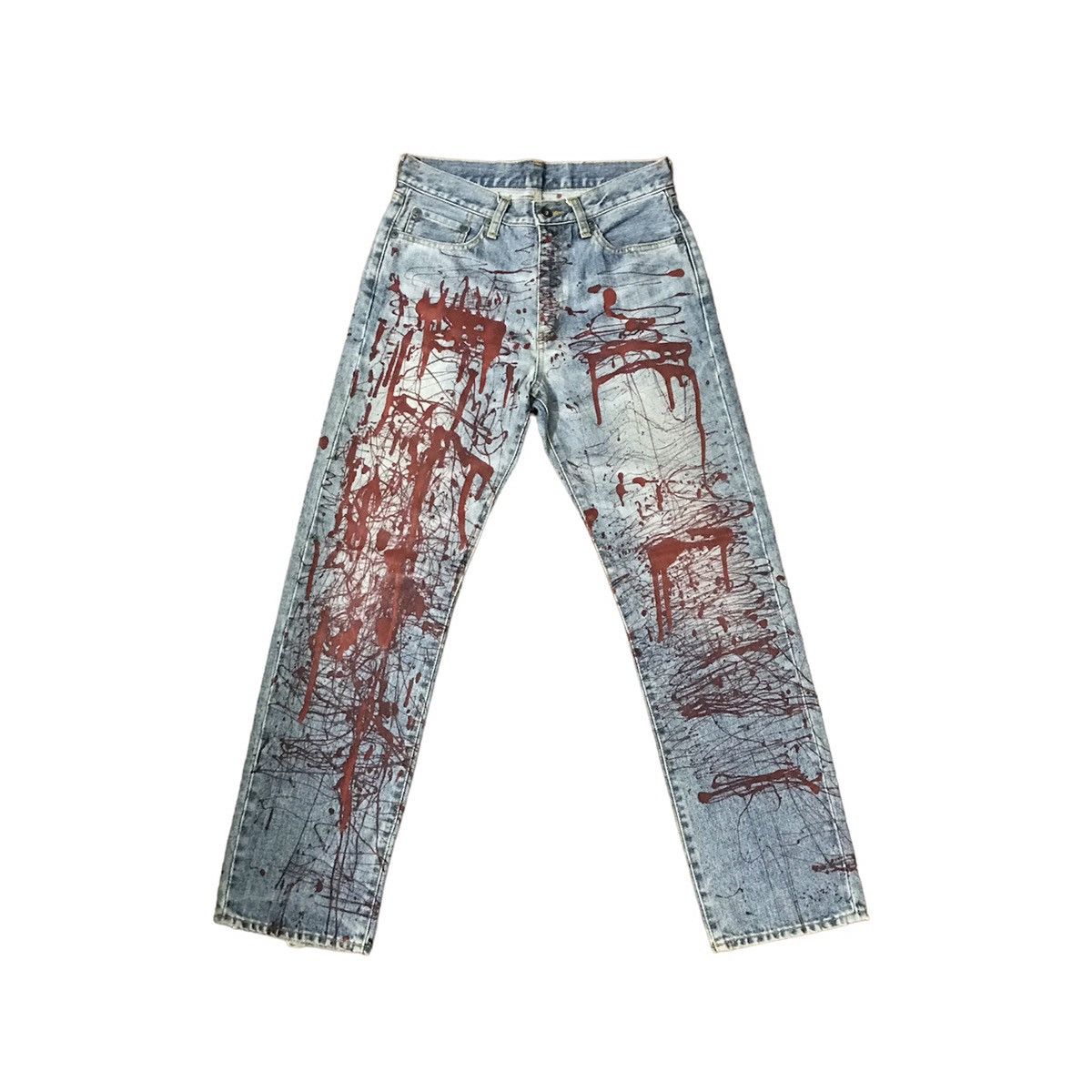 Japanese Brand × Uniqlo 🔥RARE🔥 DENIM JEAN SELVEDGE PAINT SPLATTER PANTS BY UNIQLO Size US 30 / EU 46 - 1 Thumbnail