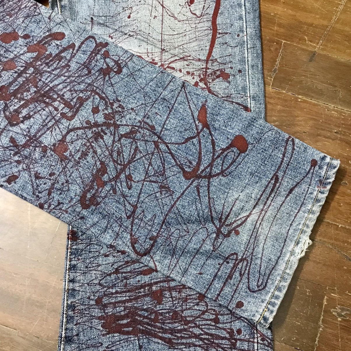 Japanese Brand × Uniqlo 🔥RARE🔥 DENIM JEAN SELVEDGE PAINT SPLATTER PANTS BY UNIQLO Size US 30 / EU 46 - 10 Thumbnail