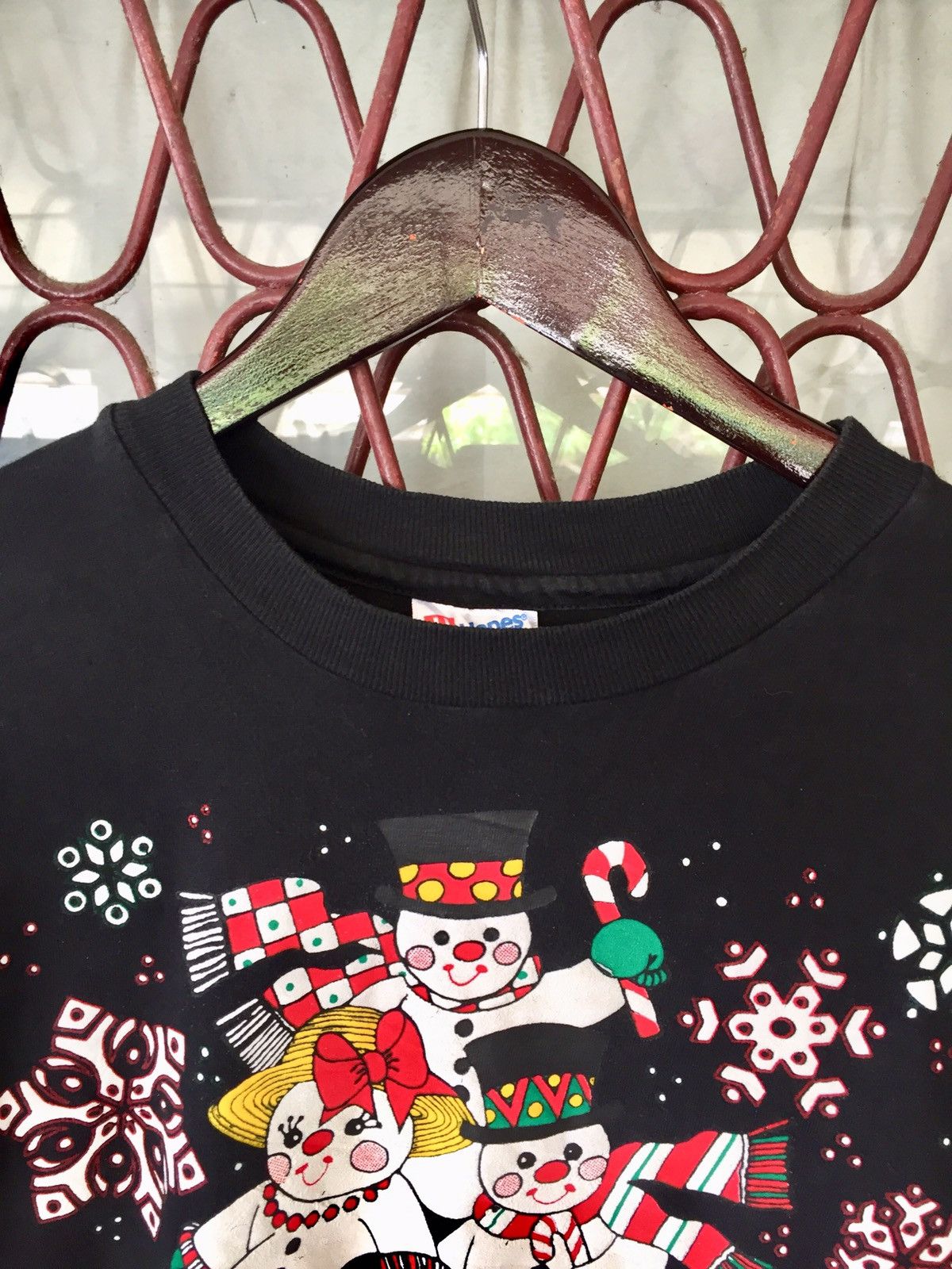 Vintage Vintage 90's Hanes Snowman Art T-shirt Size US L / EU 52-54 / 3 - 6 Thumbnail