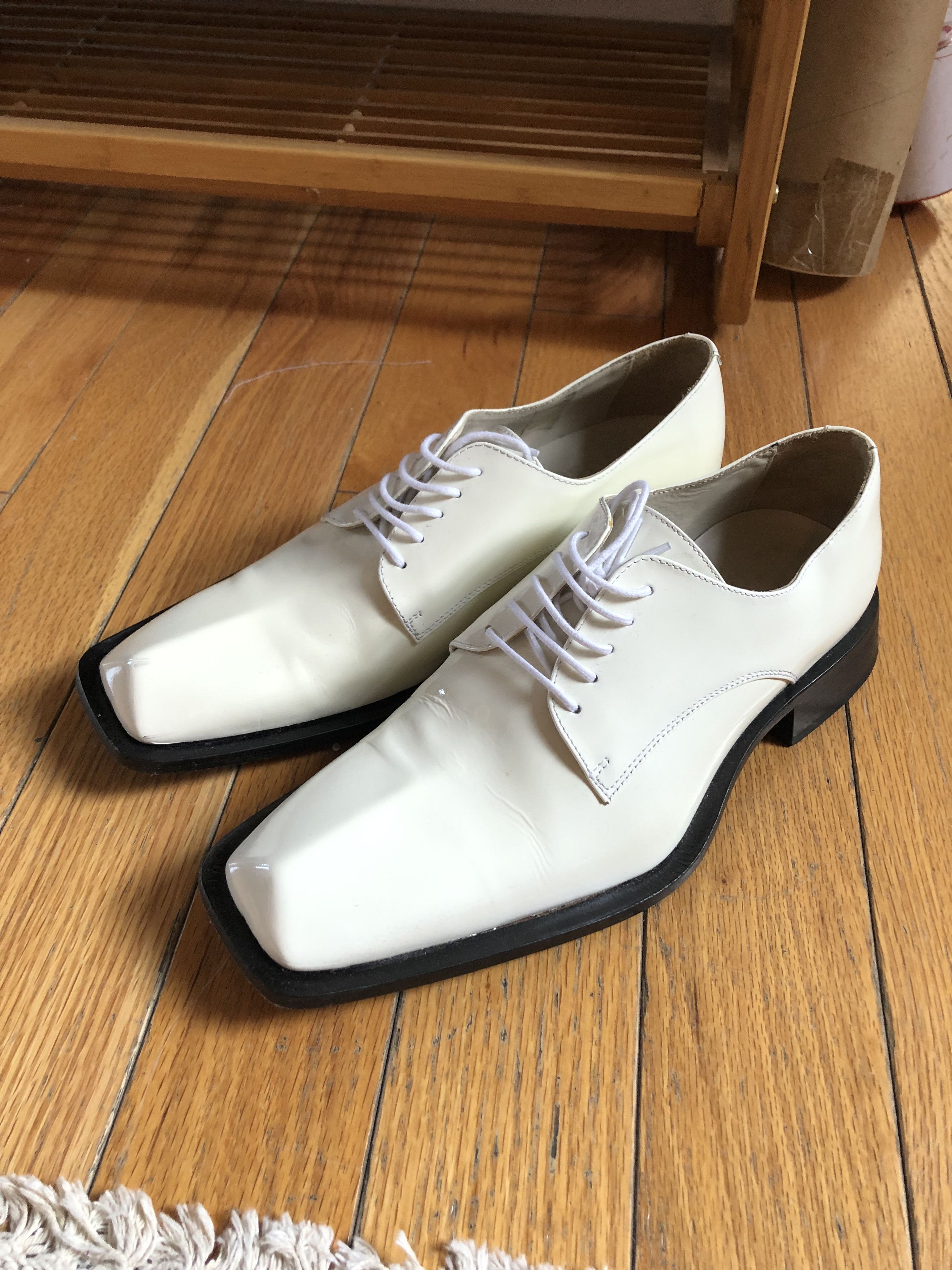 Martine Rose Square Toe Lace-up Shoes In White