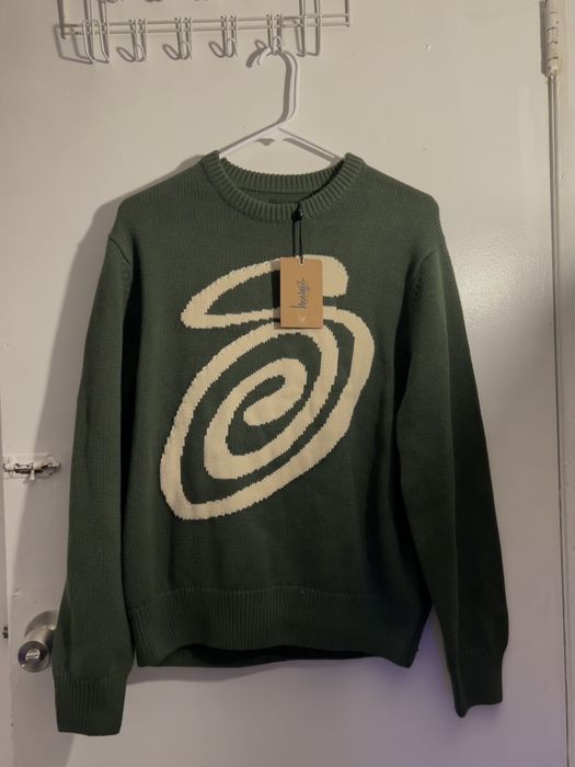 Stussy Stussy curly S knit sweater (green) size small | Grailed