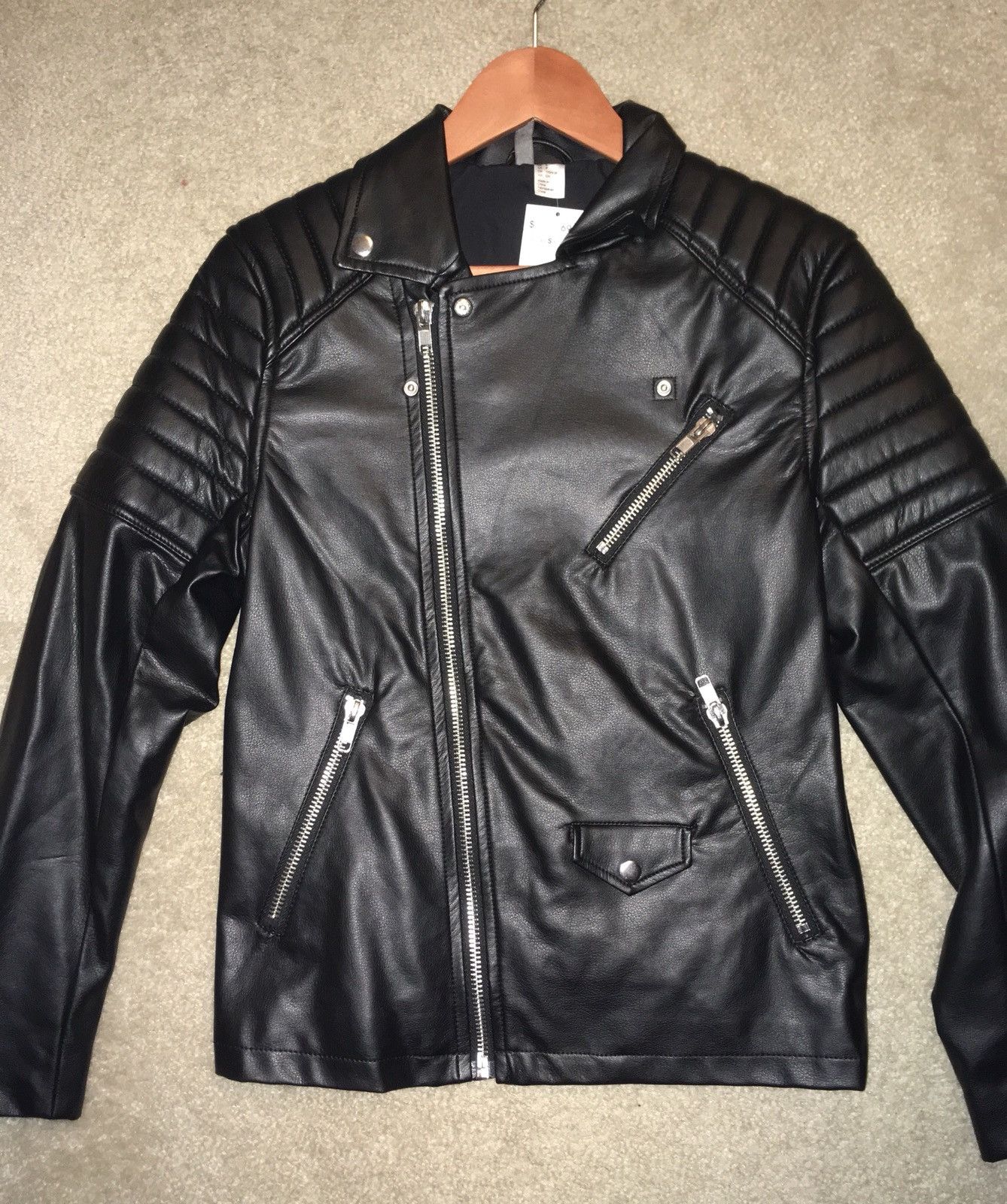 H&M Divided by H&M mens faux leather biker jacket | Grailed