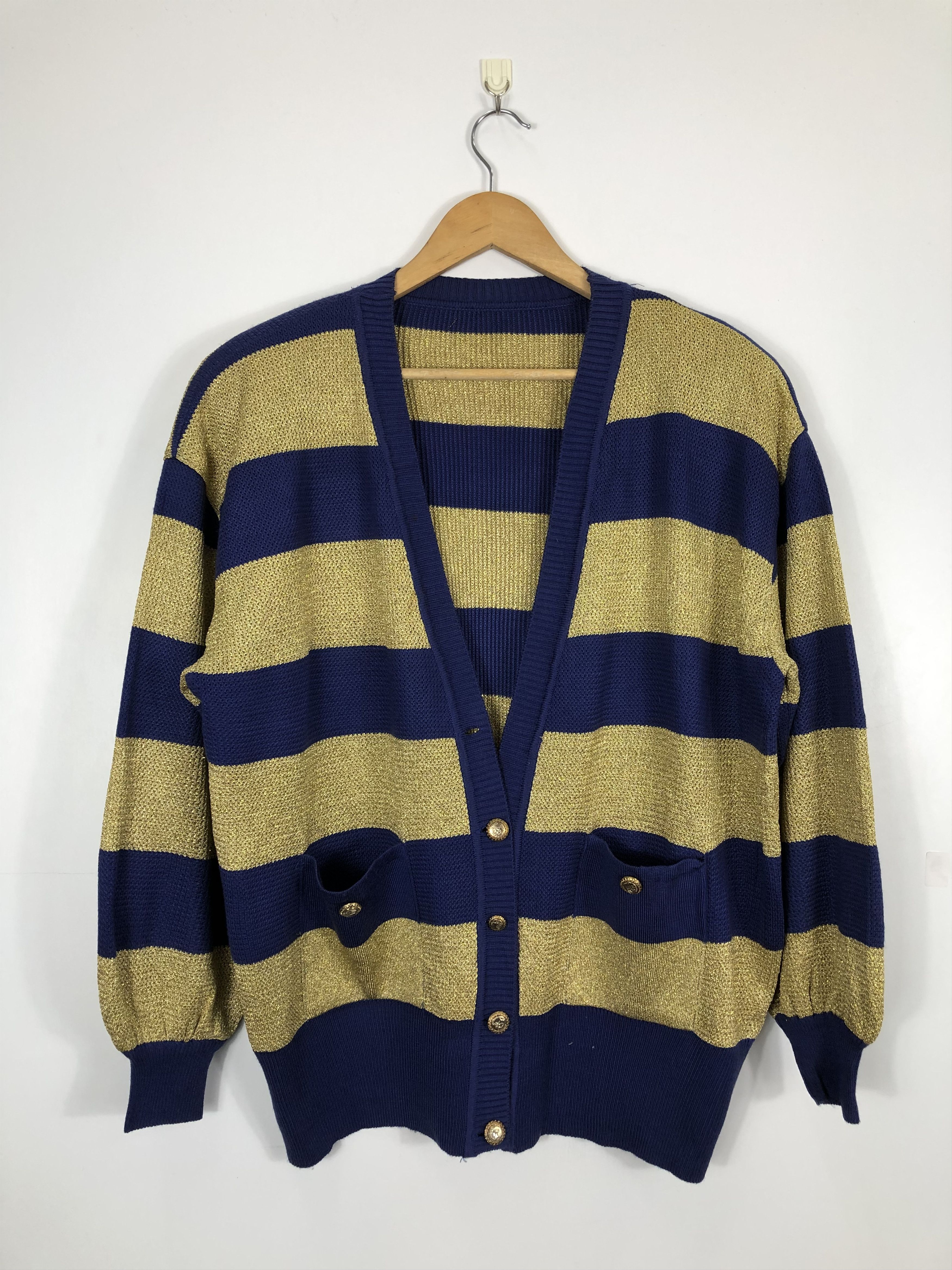 Japanese Brand Japanese Brand Knitwear Cardigan Button Striped J0447 Size US L / EU 52-54 / 3 - 1 Thumbnail