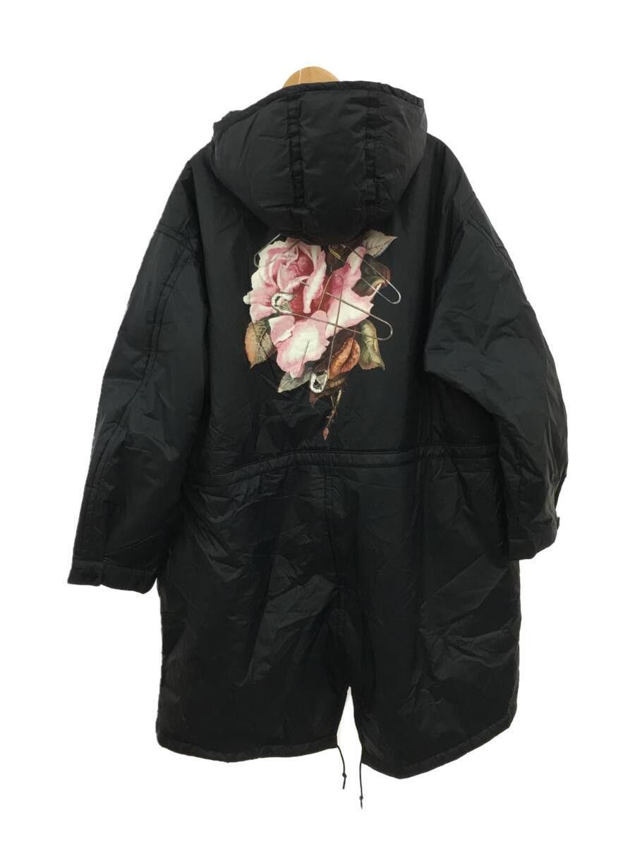 image of Undercover Gu Flower Safety Pin Padded Nylon Coat in Black, Men's (Size XL)