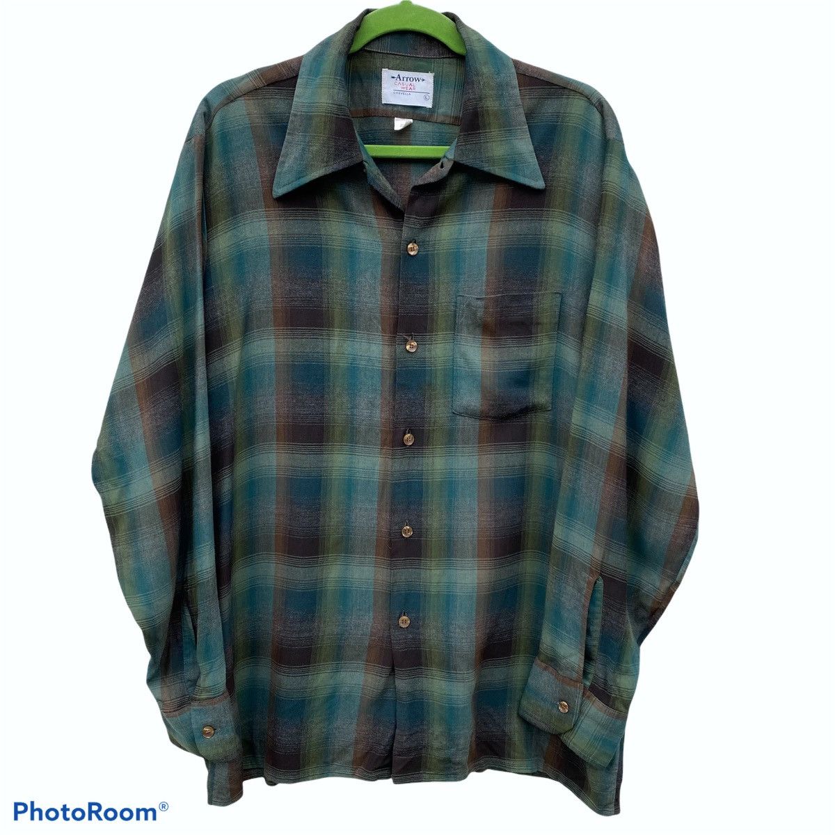 Chemise Vintage Arrow Chevella Années 60 - Taille M, Carreaux, Rayonne - Occasion Très Bon état
