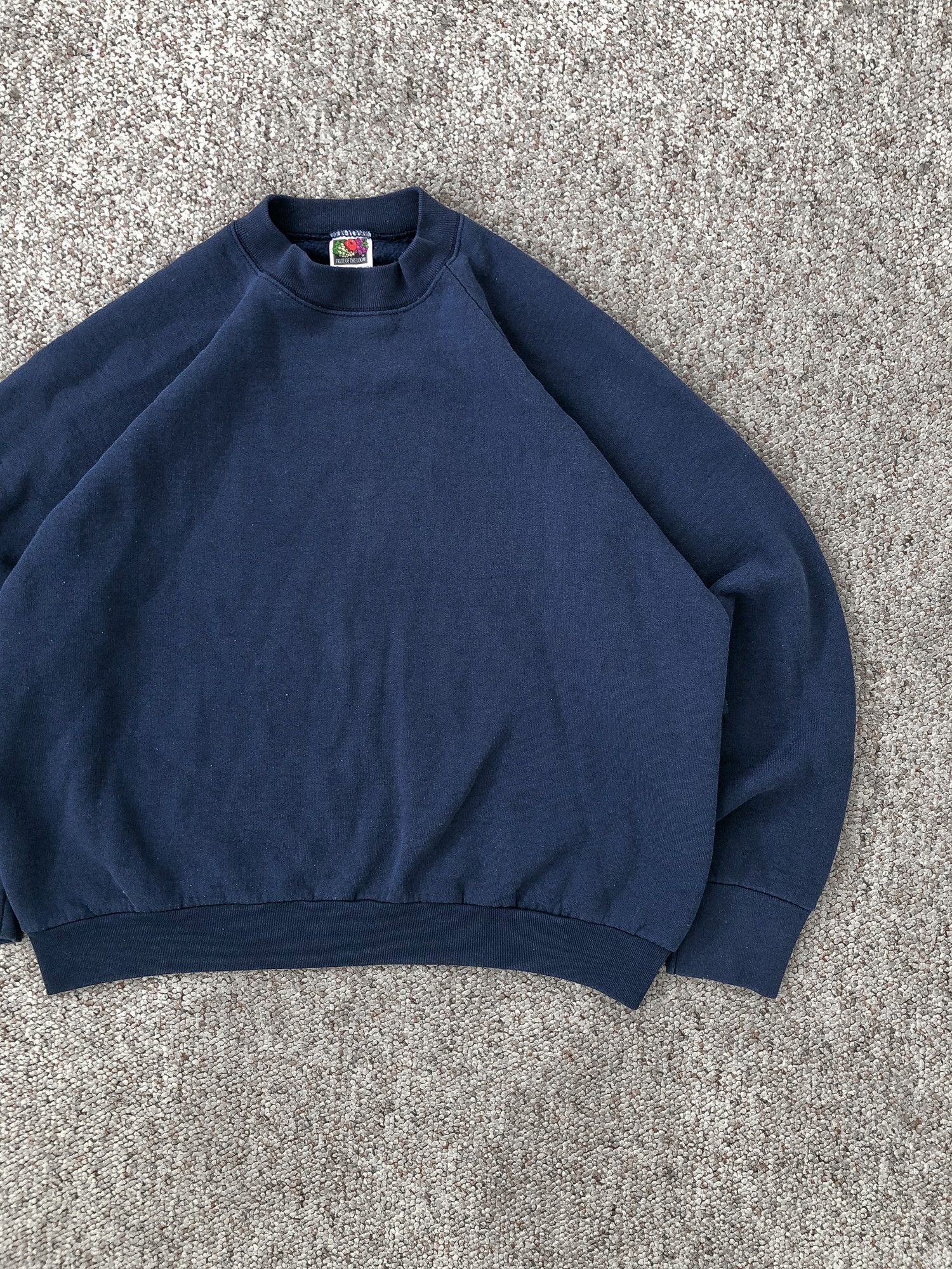 Pre-owned Fruit Of The Loom Vintage 90's Boxy Sun Faded Navy Raglan Sweatshirt In Multi