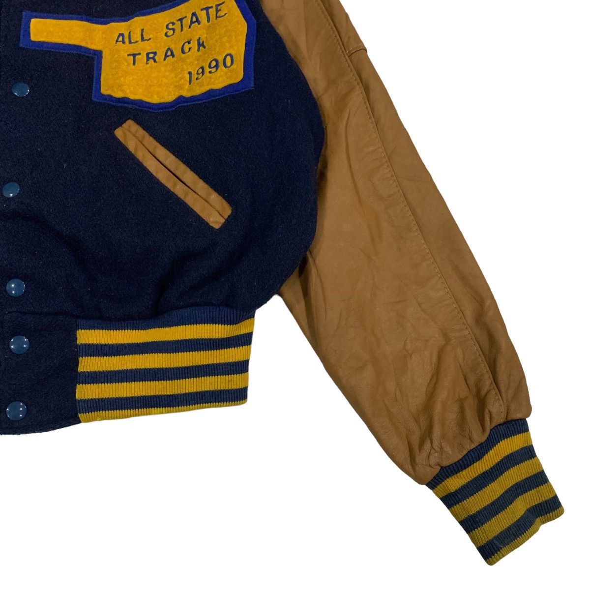 Vintage Vintage 90s Larry Black Letterman Varsity Jacket Size M / US 6-8 / IT 42-44 - 9 Thumbnail
