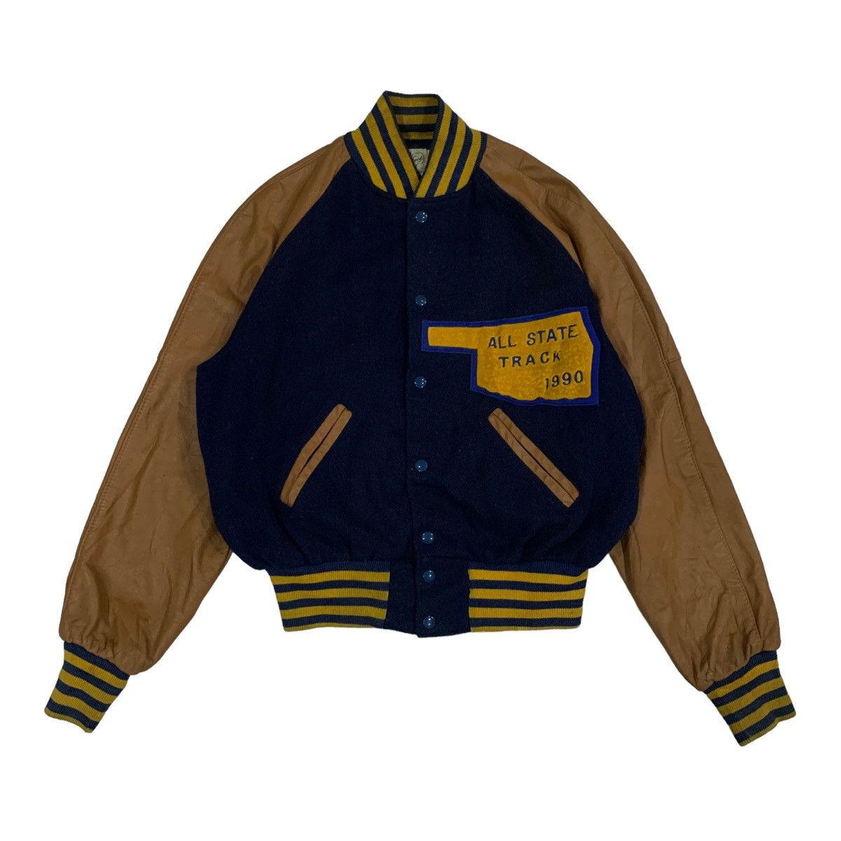 Vintage Vintage 90s Black Larry Letterman Varsity Jacket | Grailed