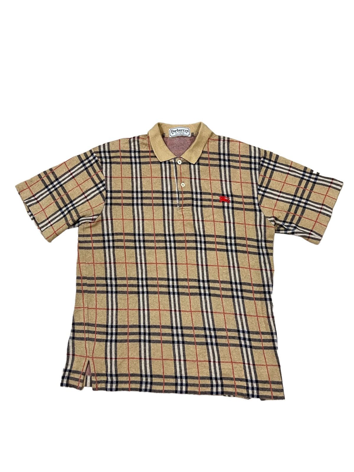 Burberry 1980s Burberrys 🏴󠁧󠁢󠁥󠁮󠁧󠁿 Brown Nova Checked Polo Shirt Size US M / EU 48-50 / 2 - 2 Thumbnail